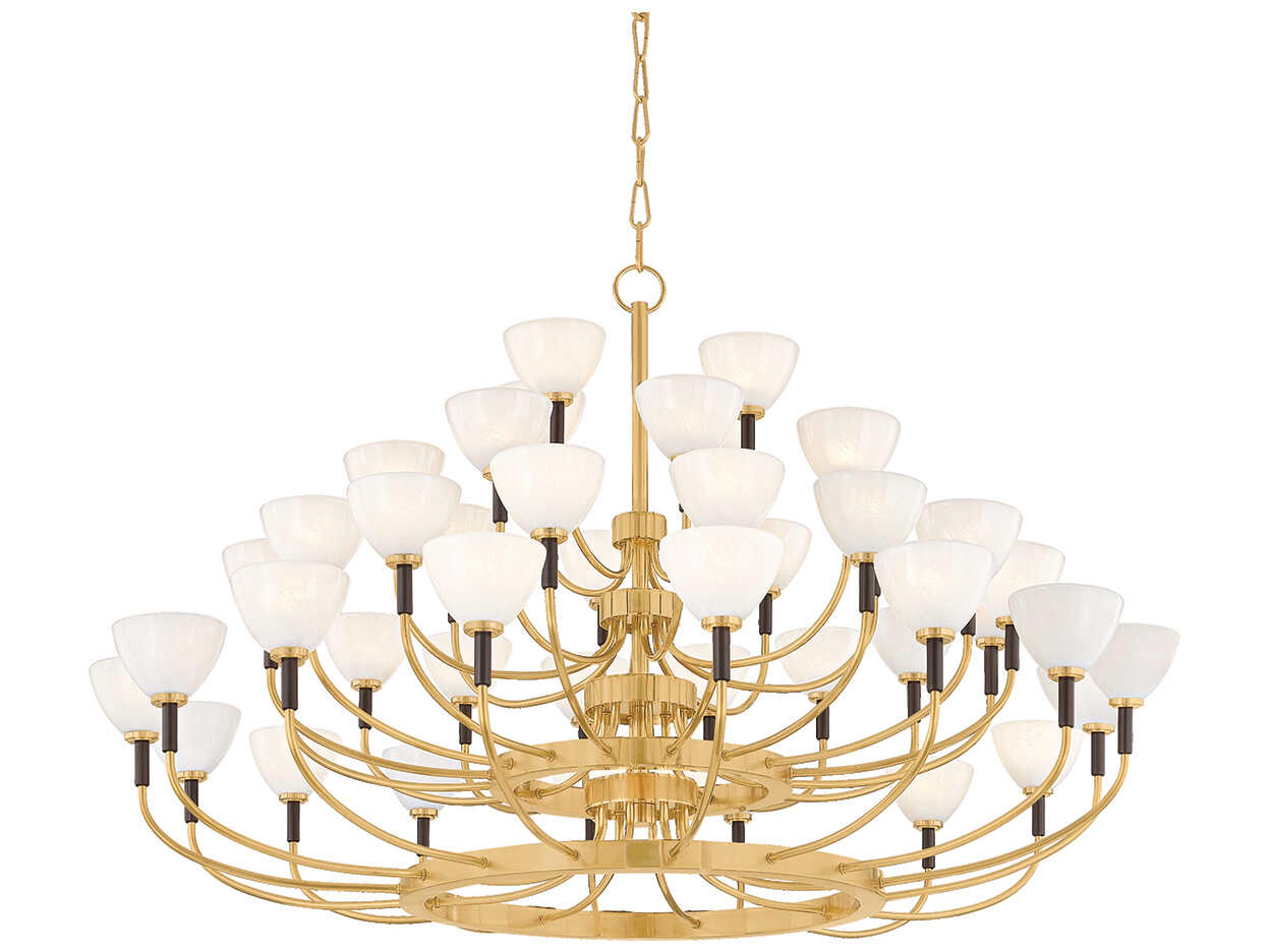 Corbett Lighting Brahma 44-Light Vintage Polished Brass Bronze Tiered Chandelier