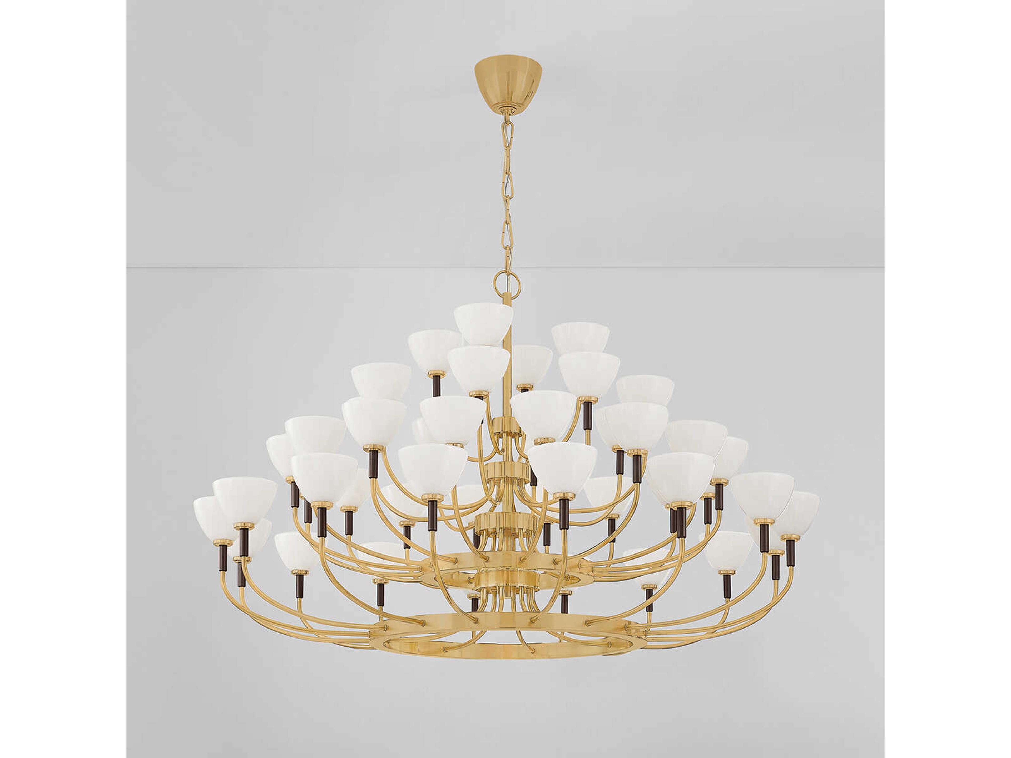Corbett Lighting Brahma 44-Light Vintage Polished Brass Bronze Tiered Chandelier