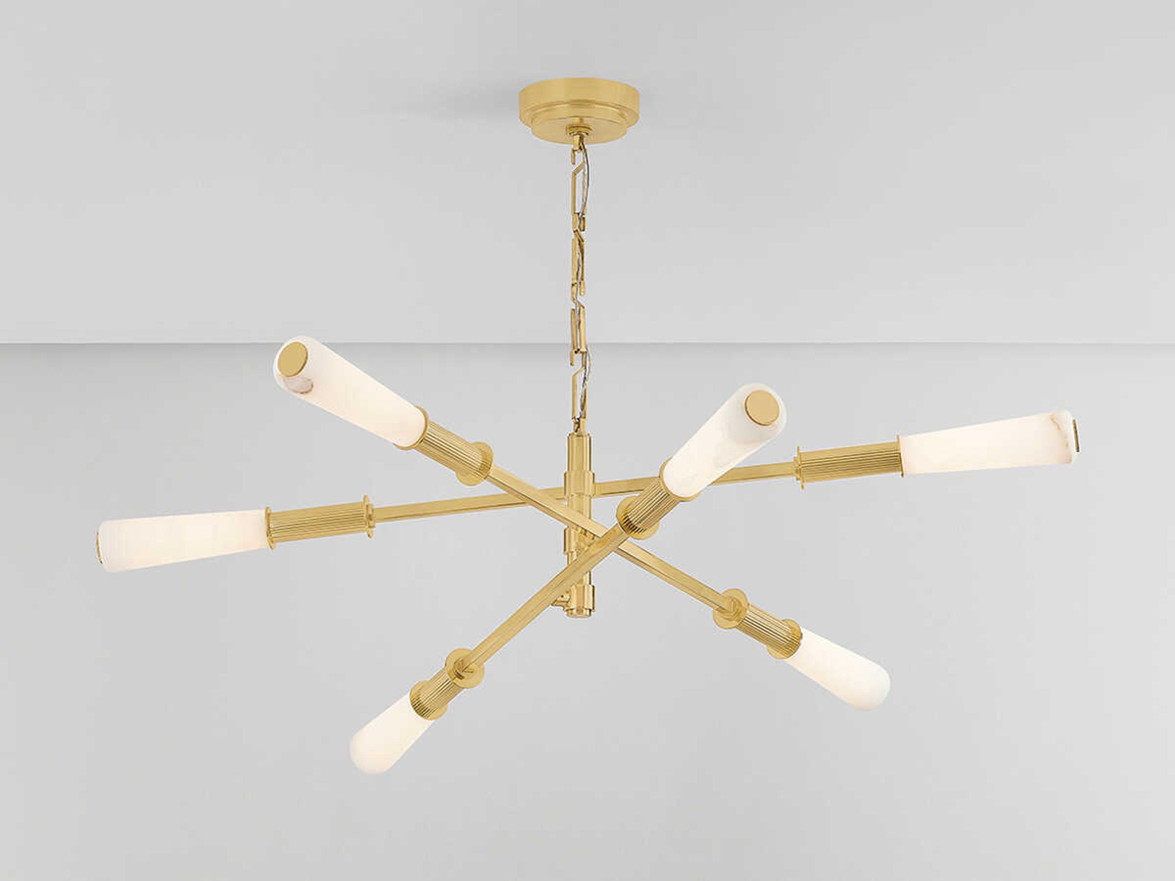 Corbett Lighting Dashiell 6-Light Vintage Polished Brass Linear Sputnik Chandelier