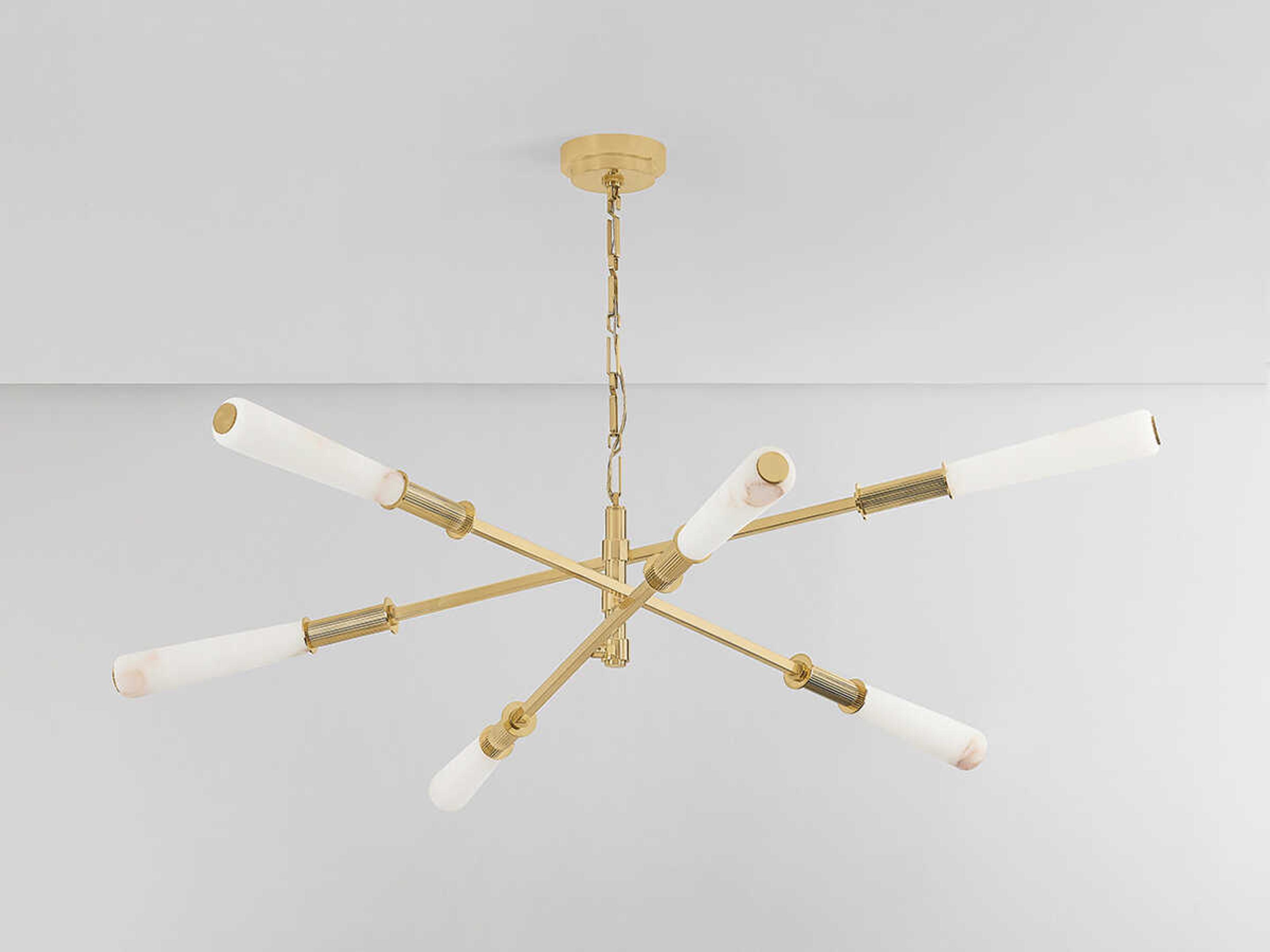 Corbett Lighting Dashiell 6-Light Vintage Polished Brass Linear Sputnik Chandelier
