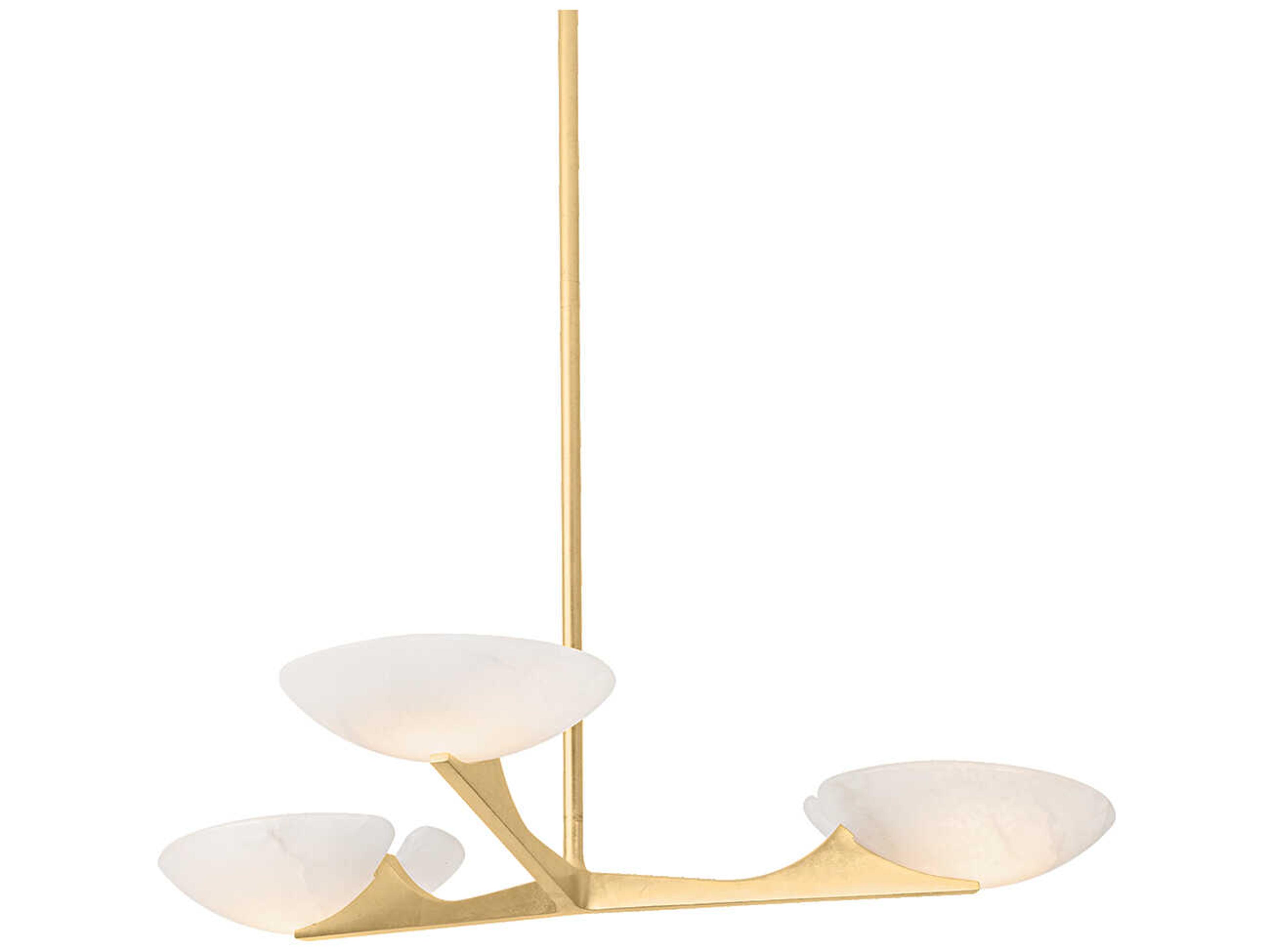 Malachite 3-Light Vintage Gold Leaf Chandelier