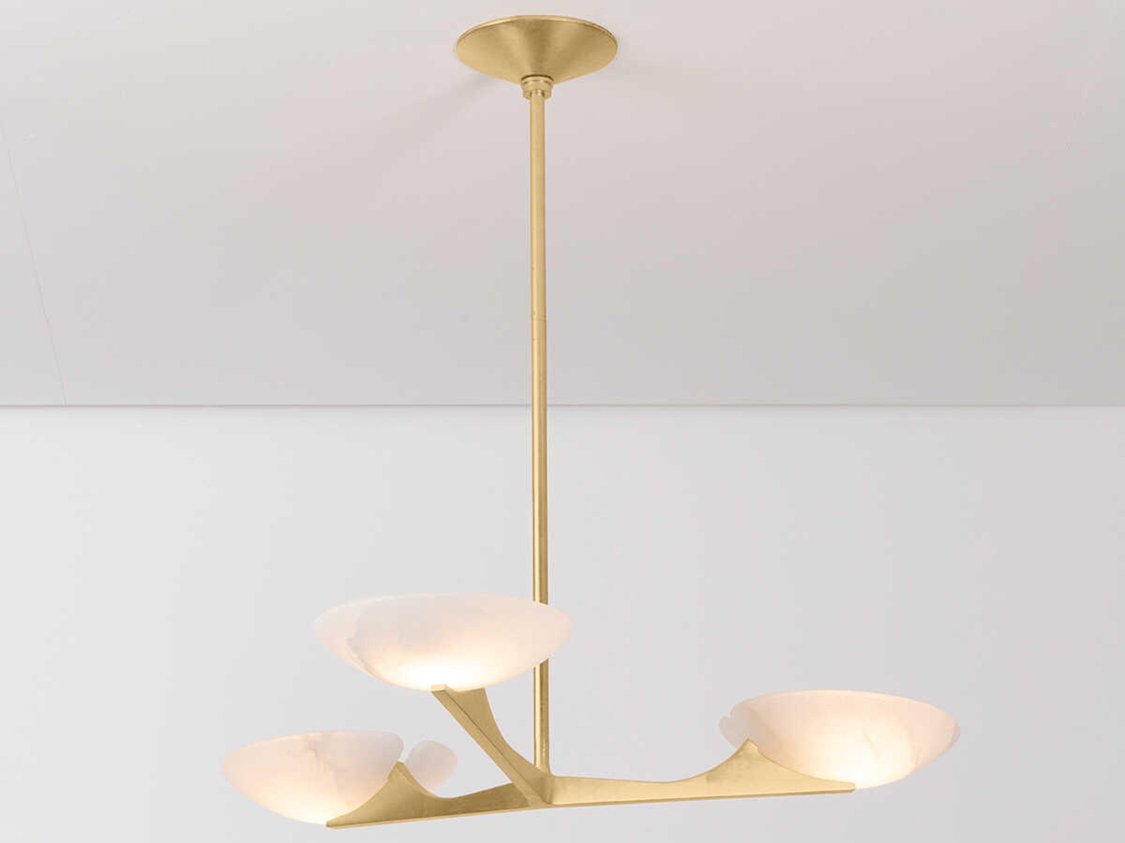 Corbett Lighting Malachite 3-Light Vintage Gold Leaf Chandelier