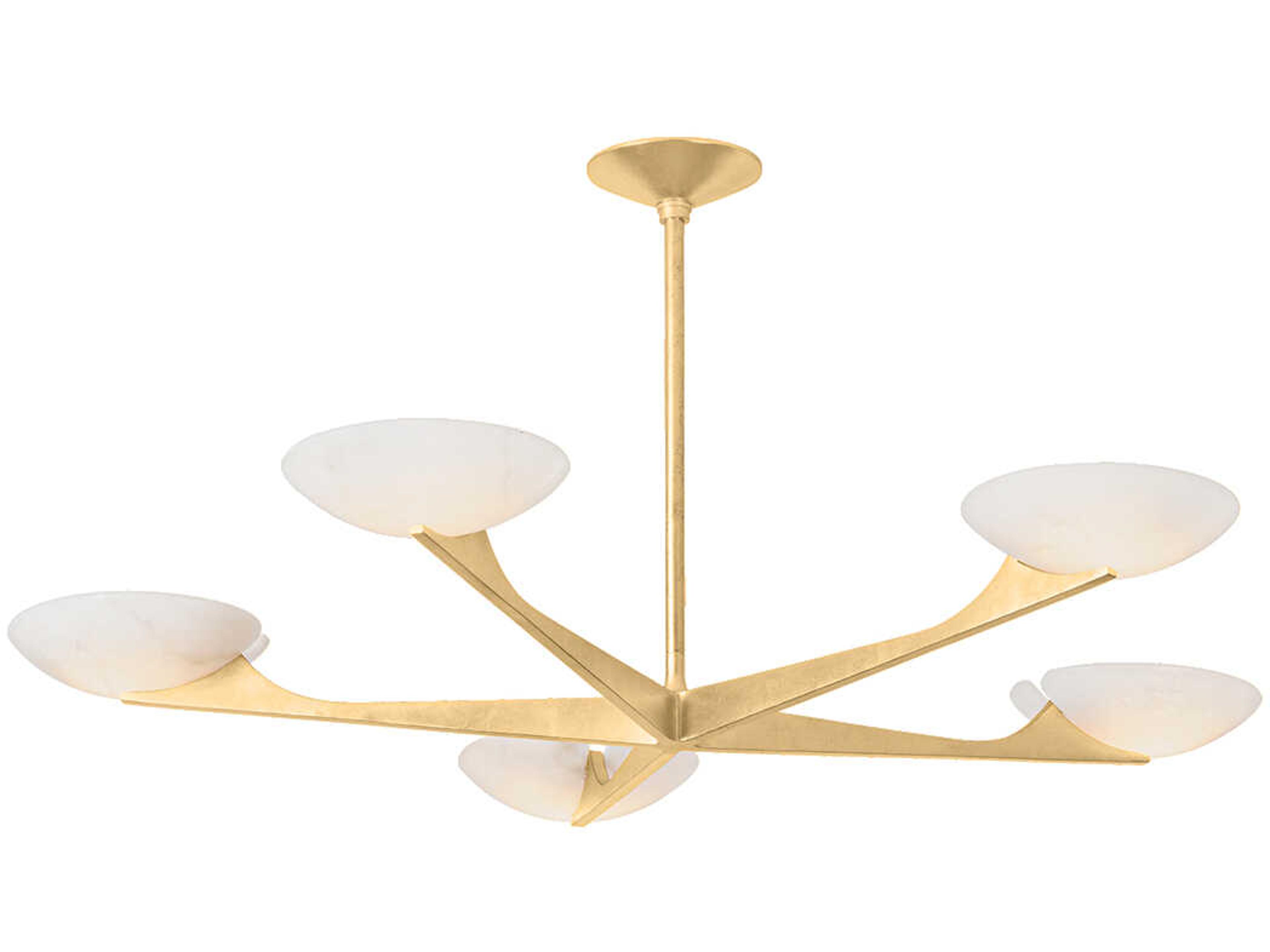 Malachite 5-Light Vintage Gold Leaf Chandelier