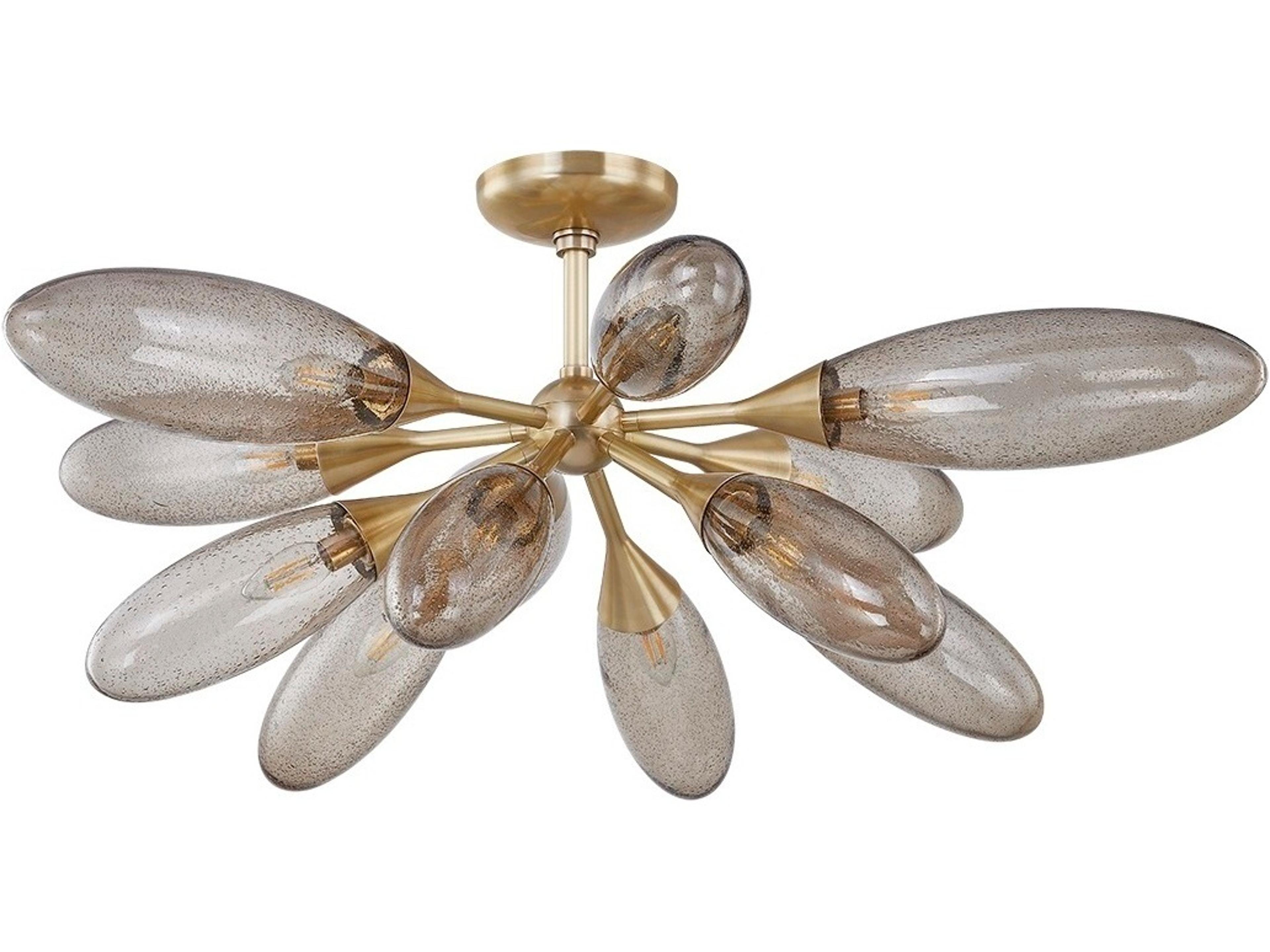 Cordoba 12-Light Vintage Brass Sputnik Semi Flush Mount