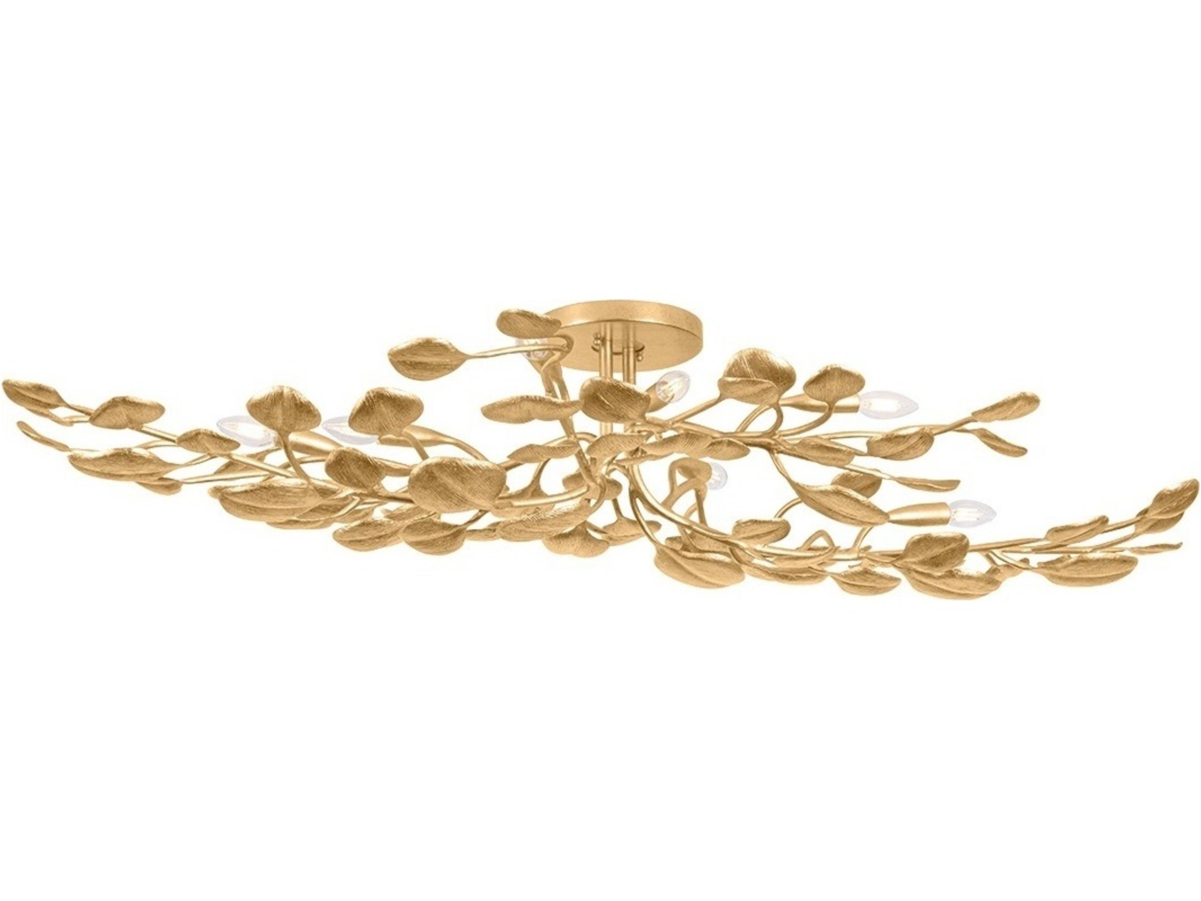 Menorca 8-Light Vintage Gold Leaf Semi Flush Mount