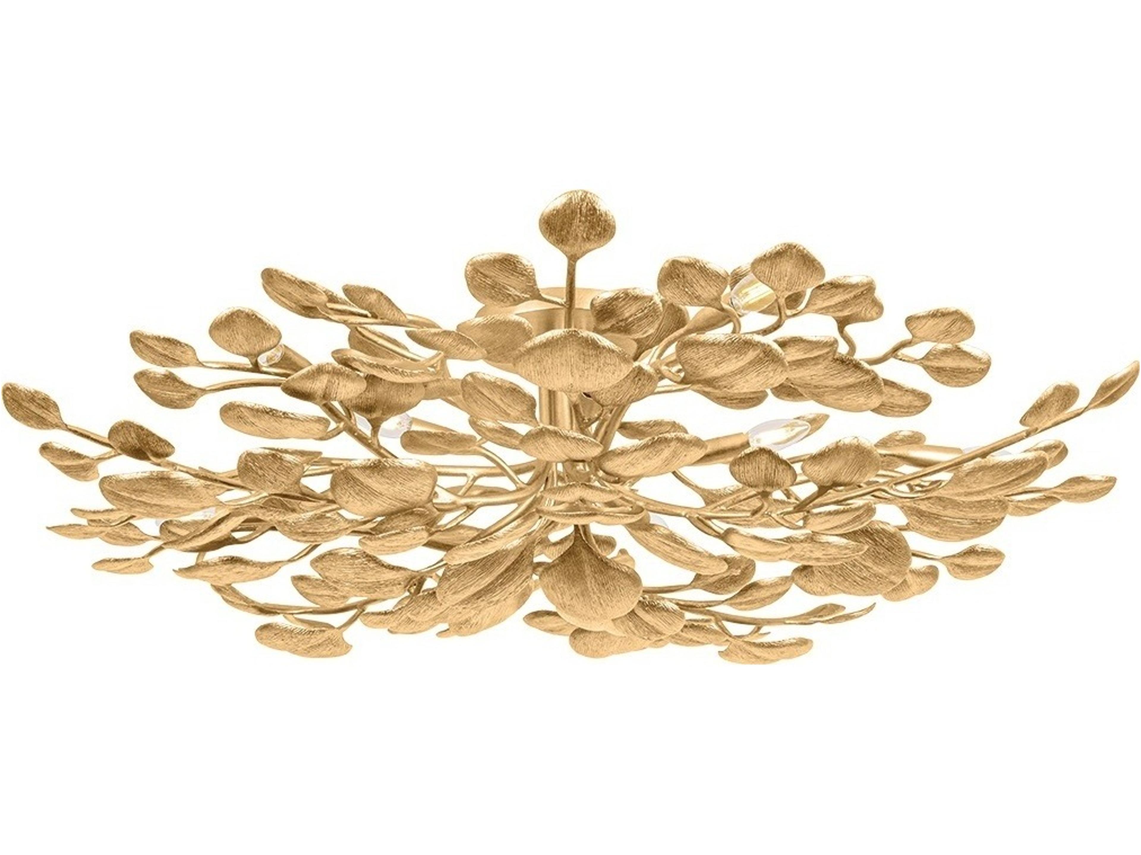 Menorca 10-Light Vintage Gold Leaf Semi Flush Mount