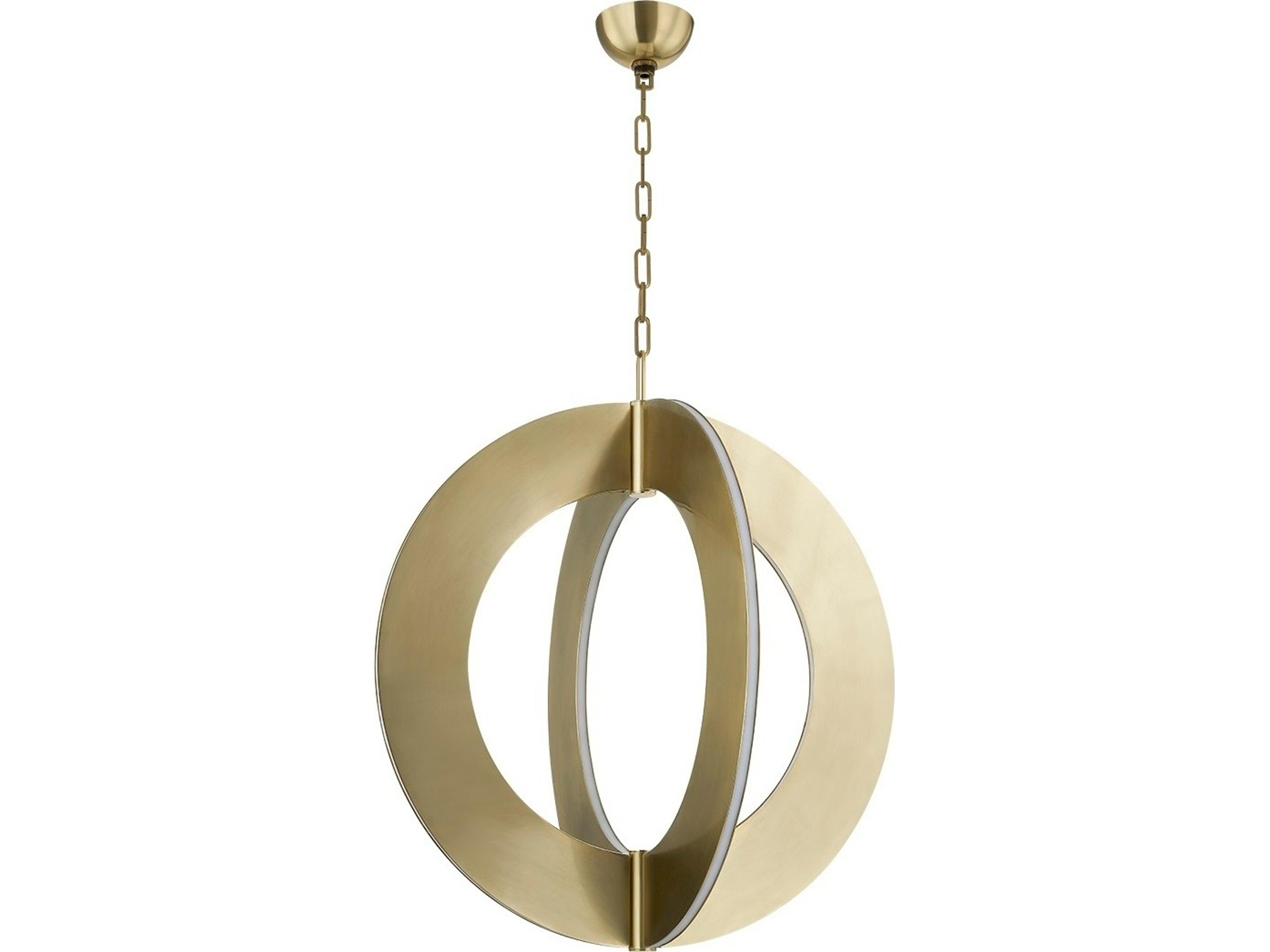 Samos 4-Light Vintage Brass Round Pendant