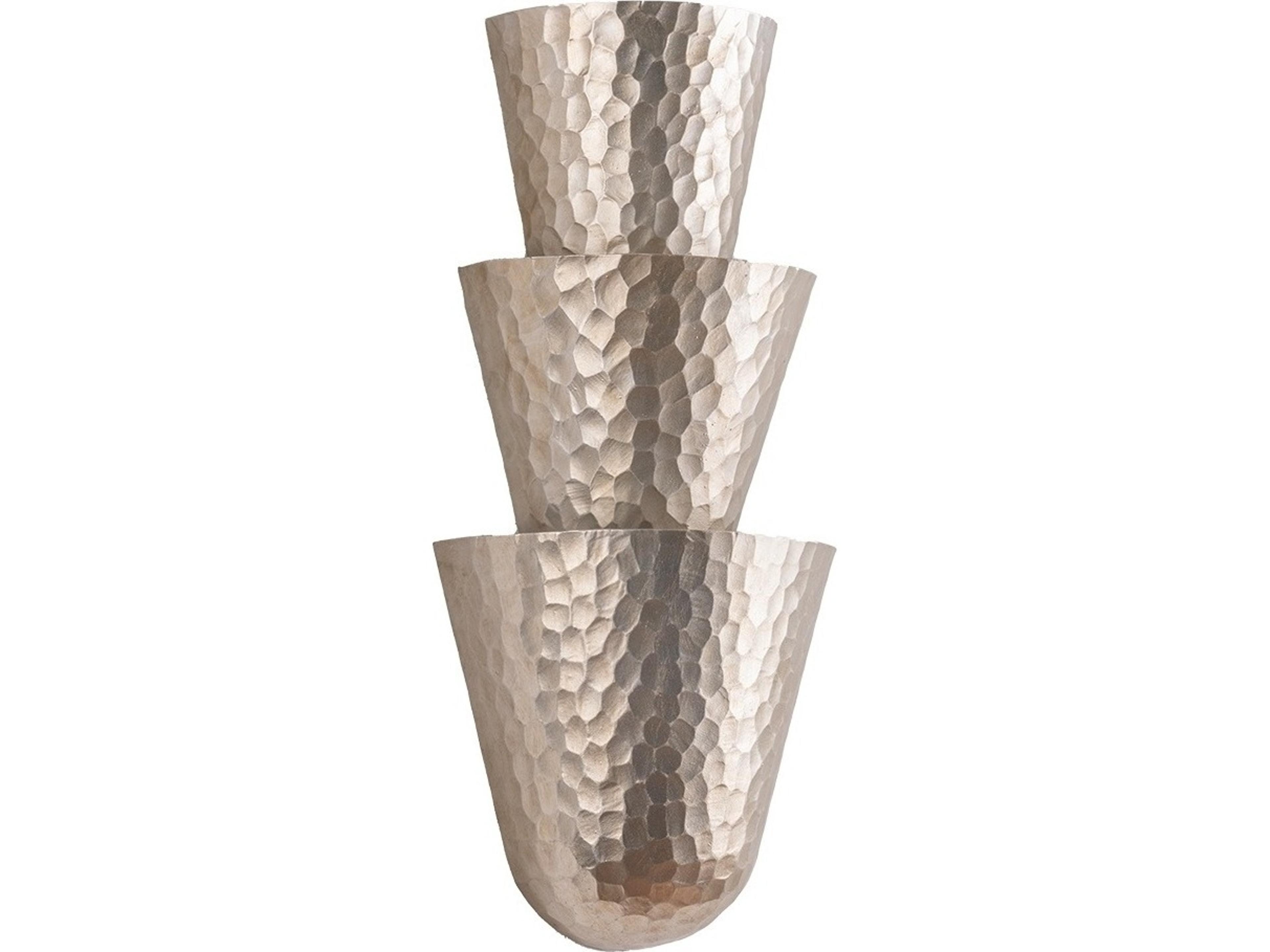 Bucharest 3-Light Warm Silver Leaf Wall Sconce