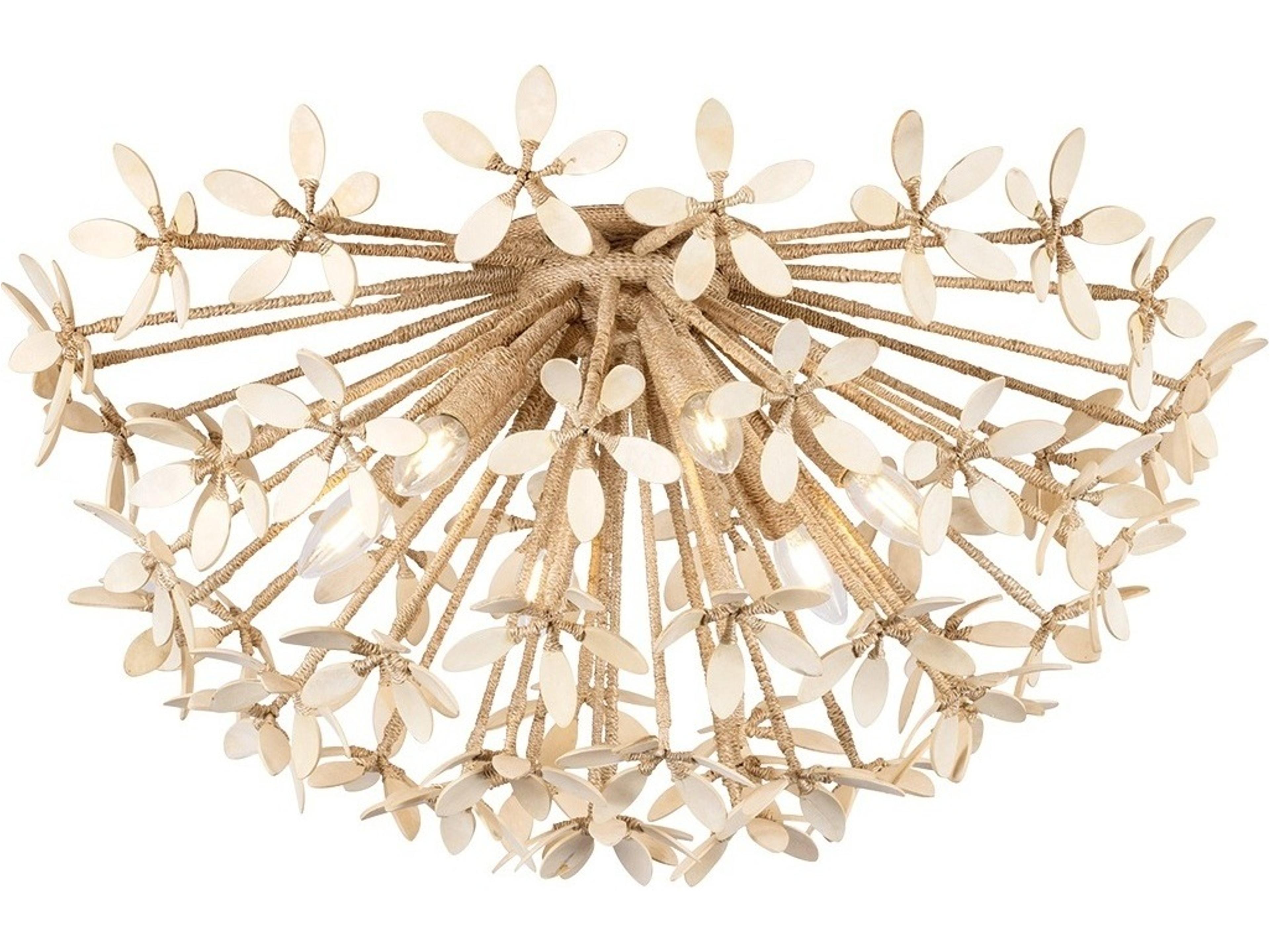 Corfu 6-Light Ivory Coco Off White Sputnik Semi Flush Mount