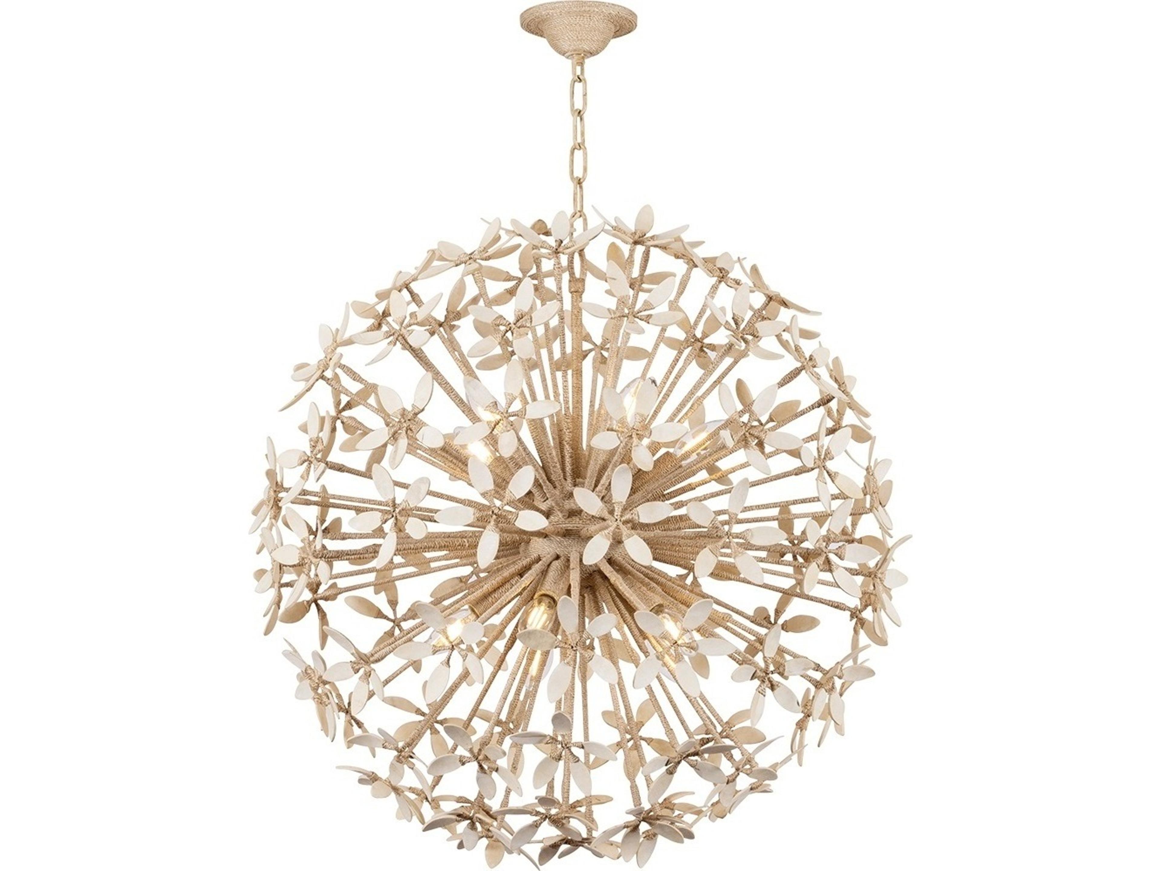 Corfu 10-Light Ivory Coco Off White Globe Sputnik Chandelier