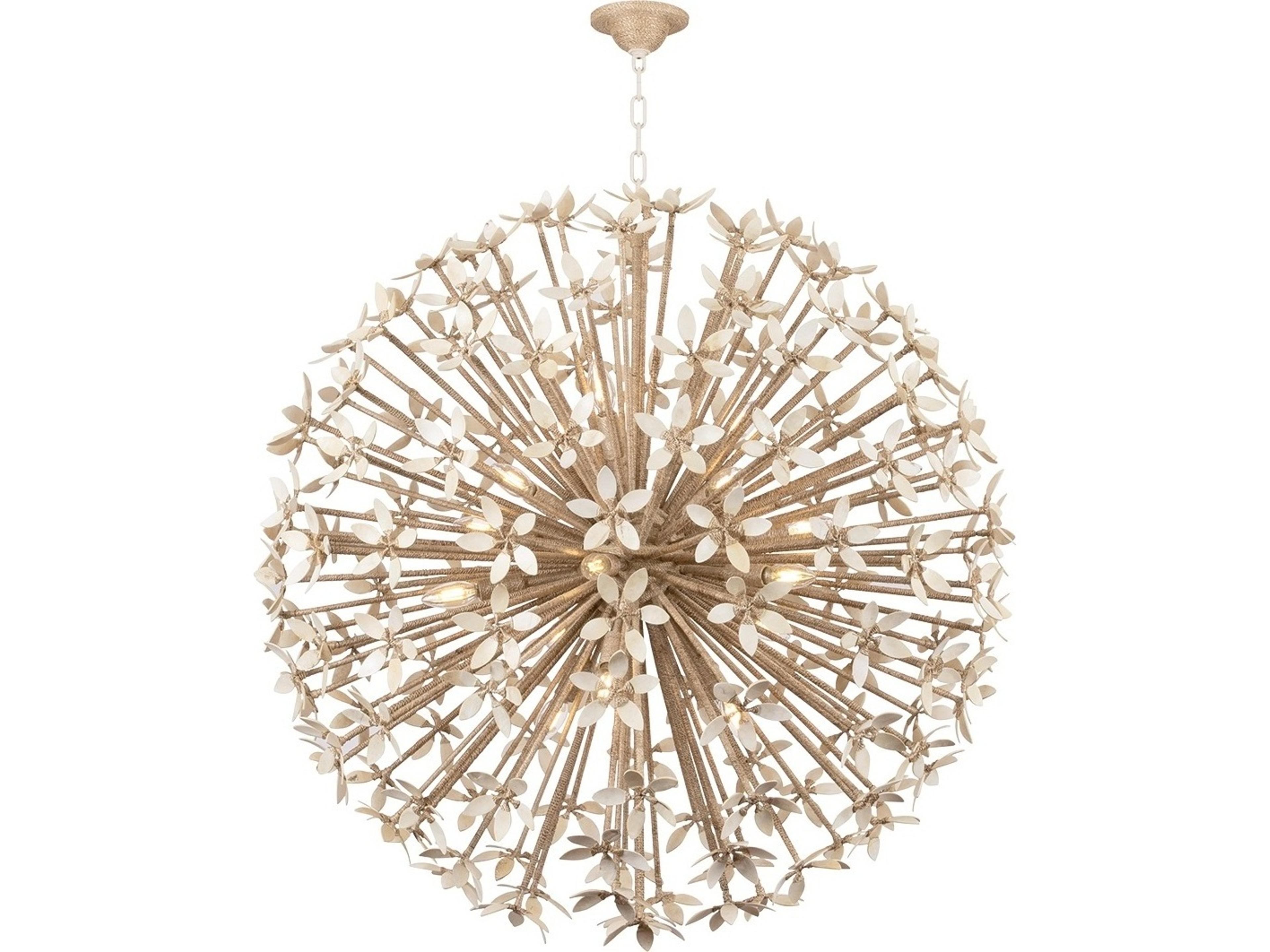 Corbett Lighting Corfu 16-Light Ivory Coco Off White Globe Sputnik Chandelier