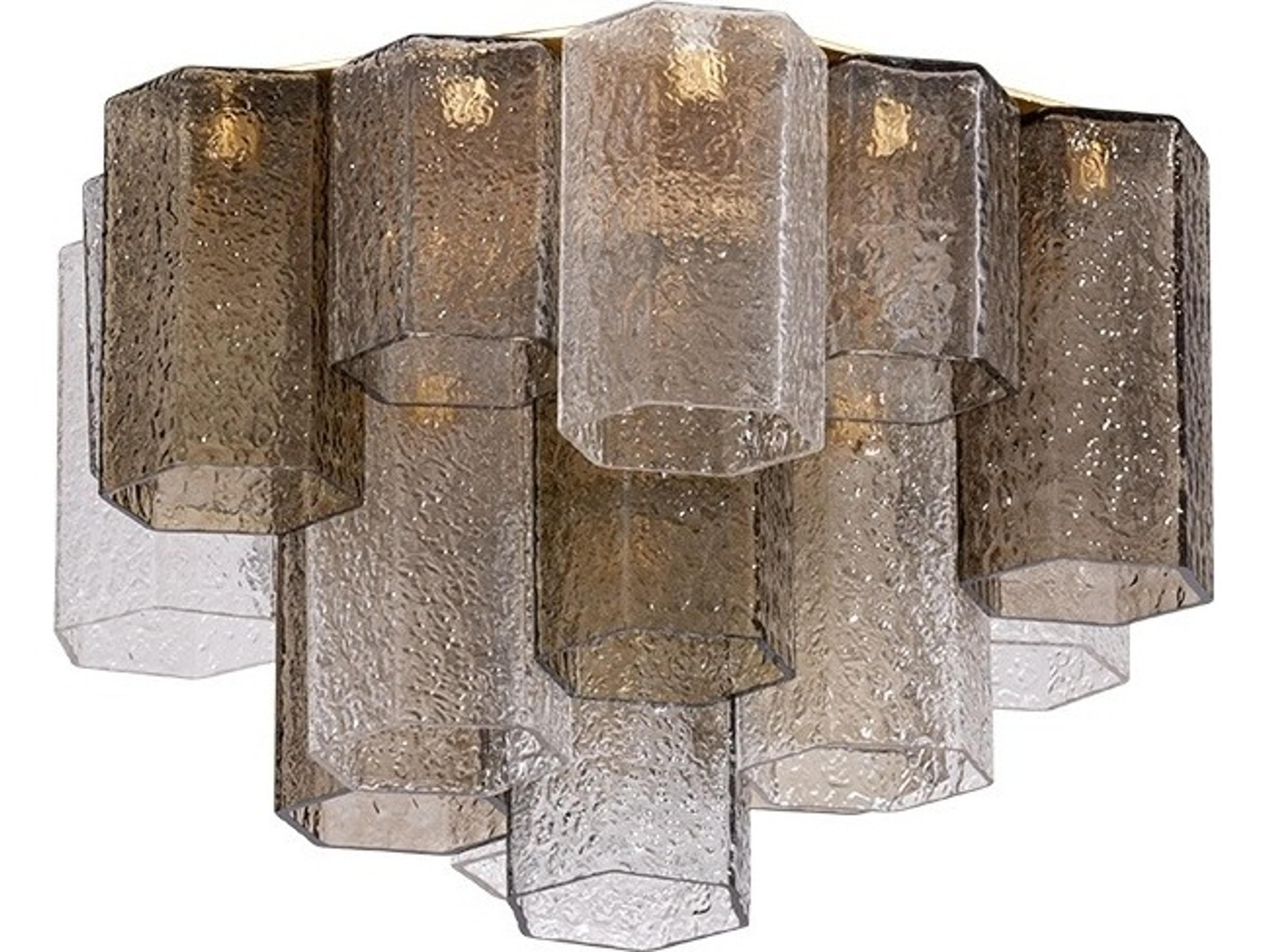 Helsinki 4-Light Vintage Gold Leaf Cylinder Semi Flush Mount