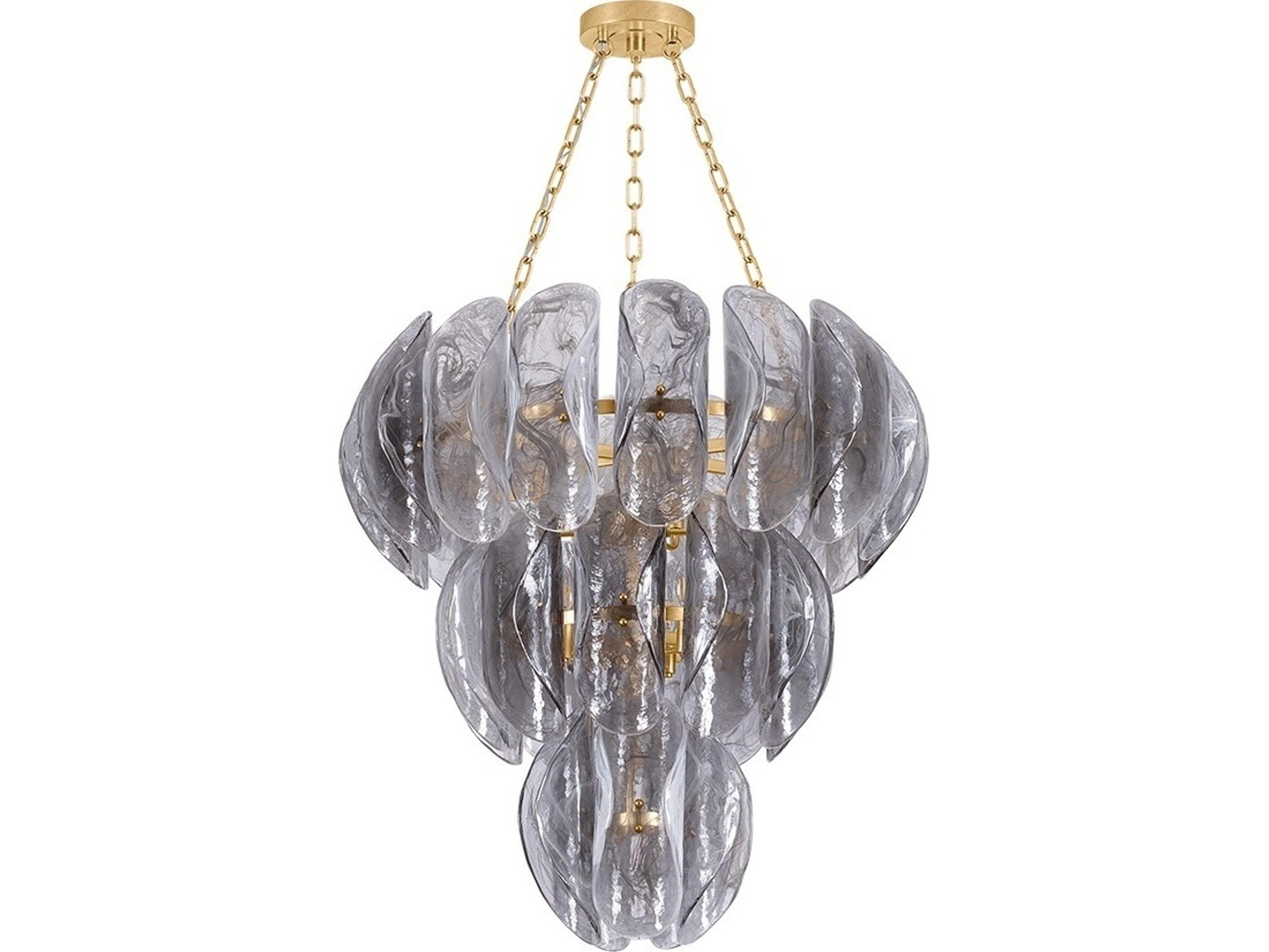 Anatase 10-Light Vintage Gold Leaf Tiered Chandelier