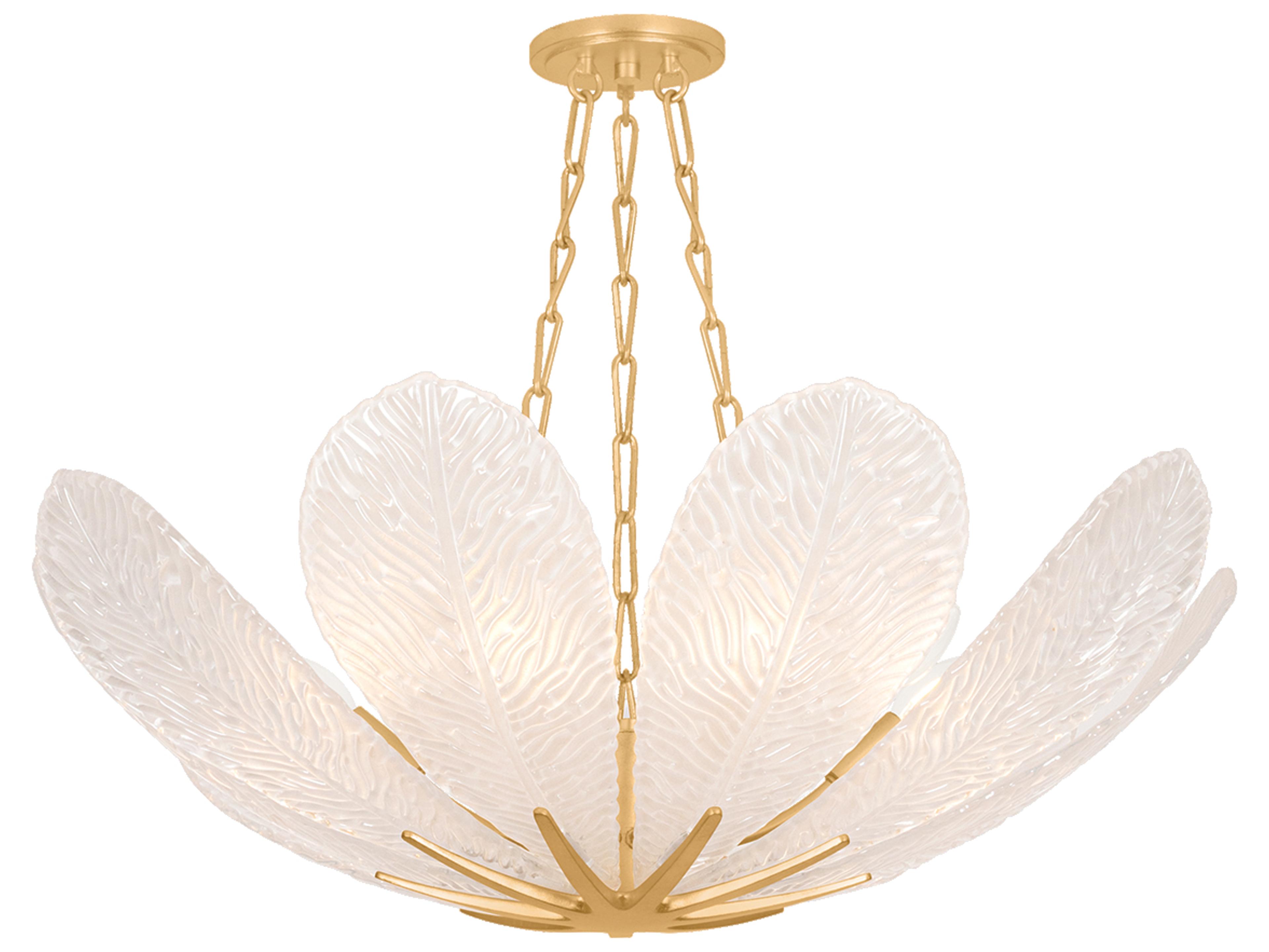 Galena 9-Light Vintage Gold Leaf Bowl Pendant