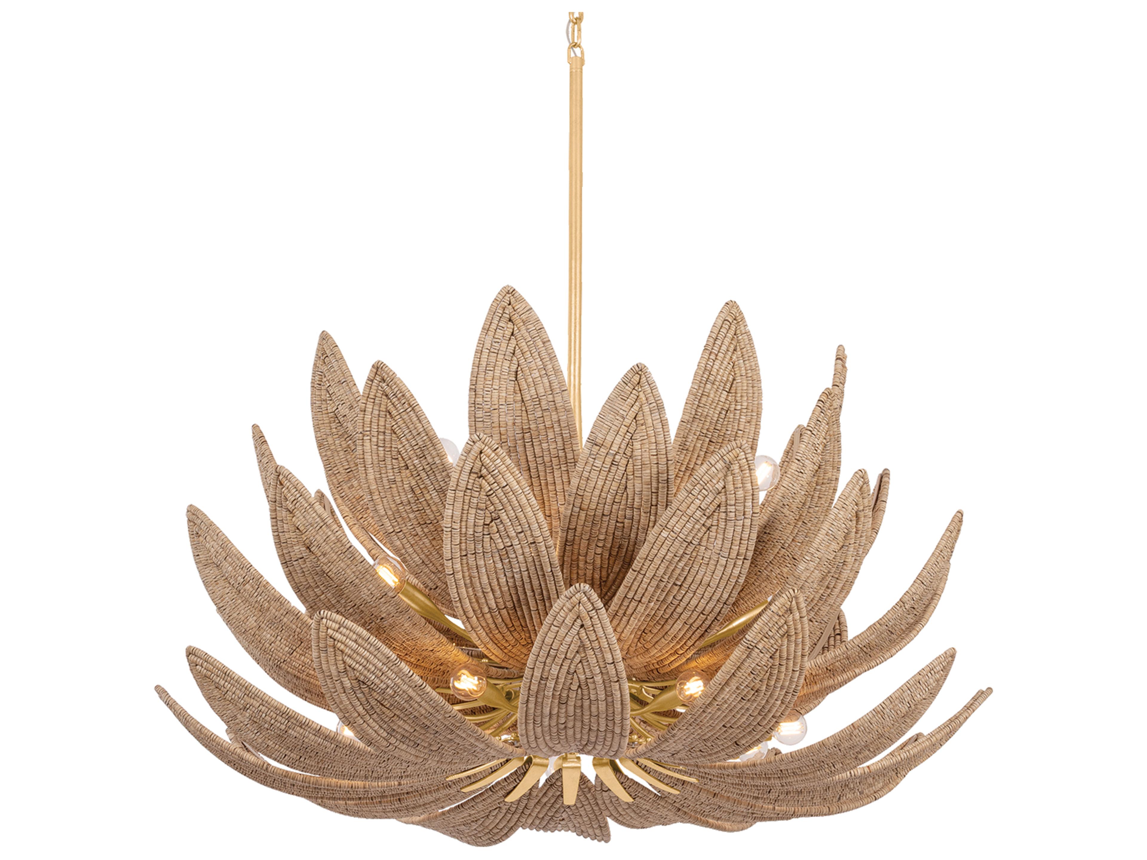Varanasi 28-Light Vintage Gold Leaf Brown Bowl Pendant