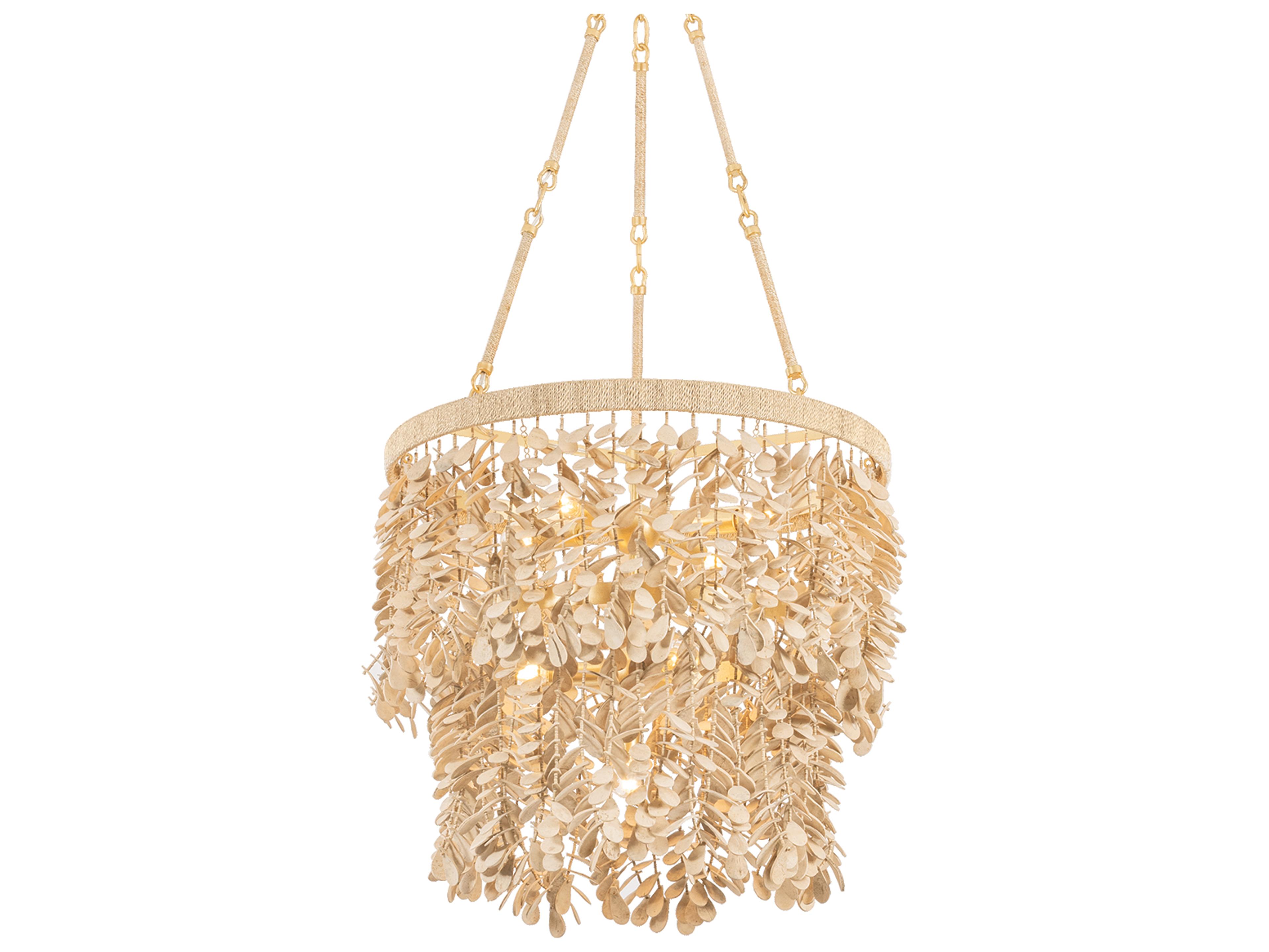 Naxos 8-Light Vintage Gold Leaf Tiered Pendant