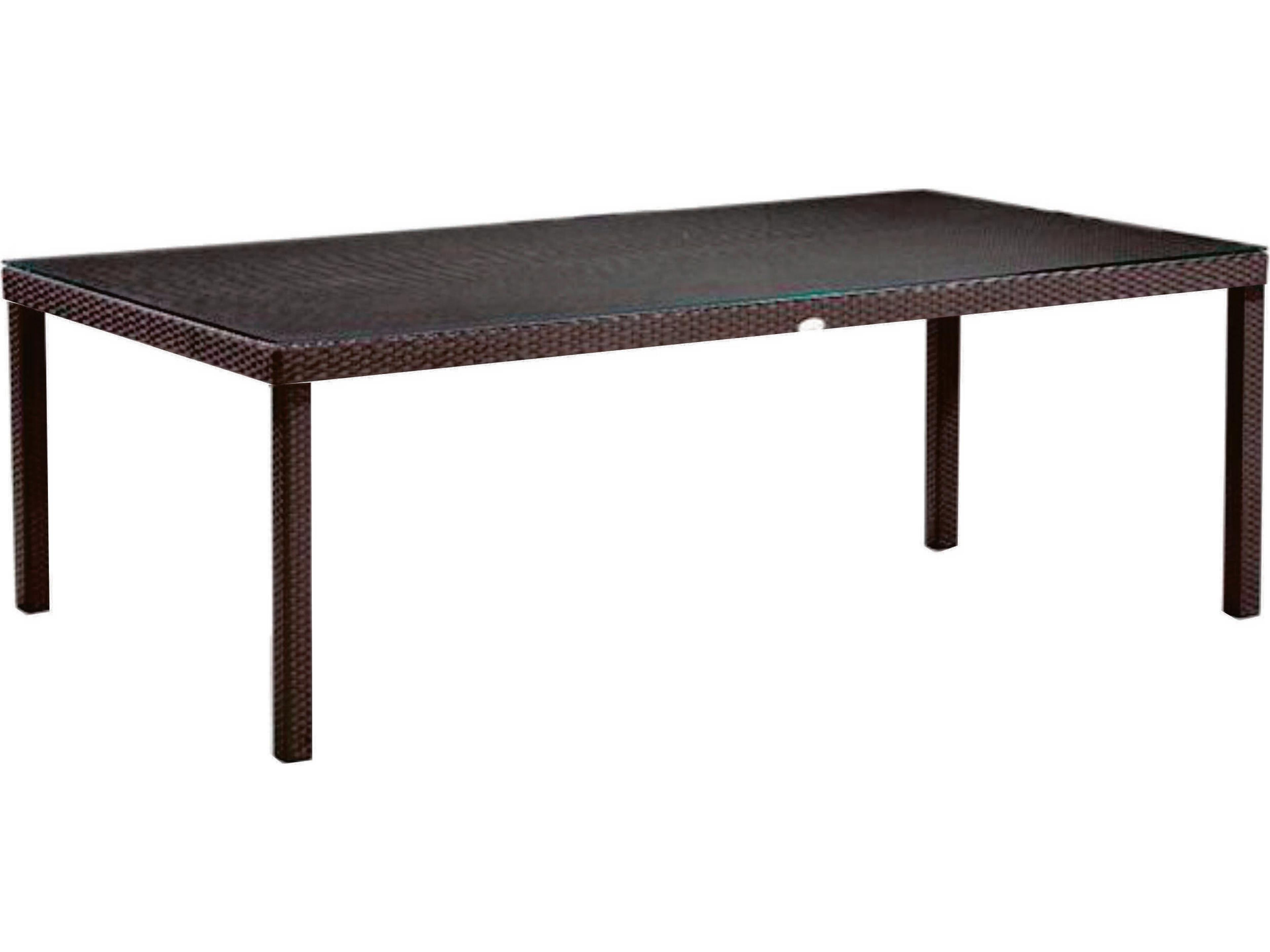 Dijon Majestic Black Wicker Rectangular Outdoor Dining Table with Glass Top