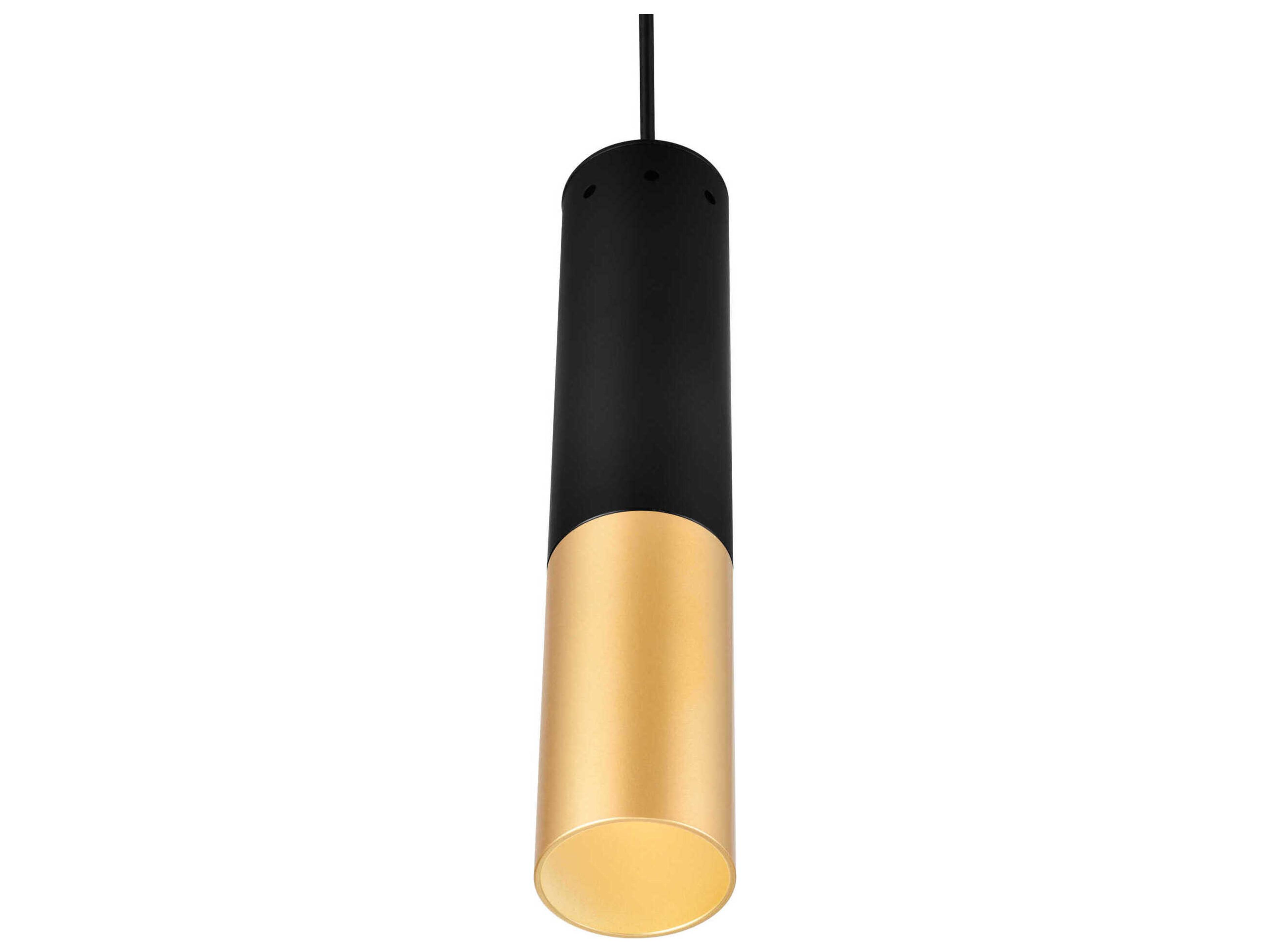 CWI Lighting Anem 1-Light Matte Black Satin Gold Cylinder Mini Pendant