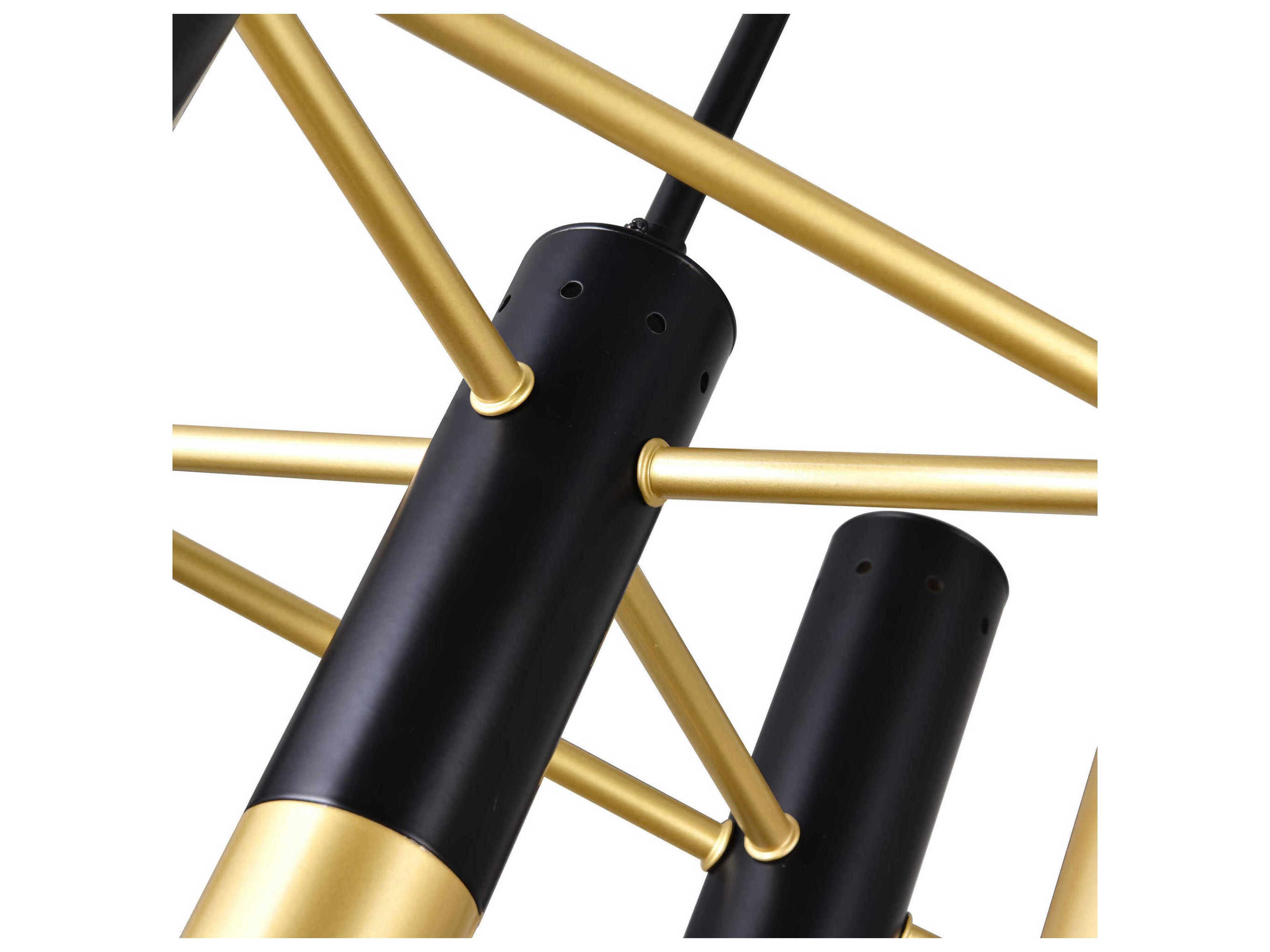 CWI Lighting Anem 10-Light Matte Black Satin Gold Cylinder Island Pendant