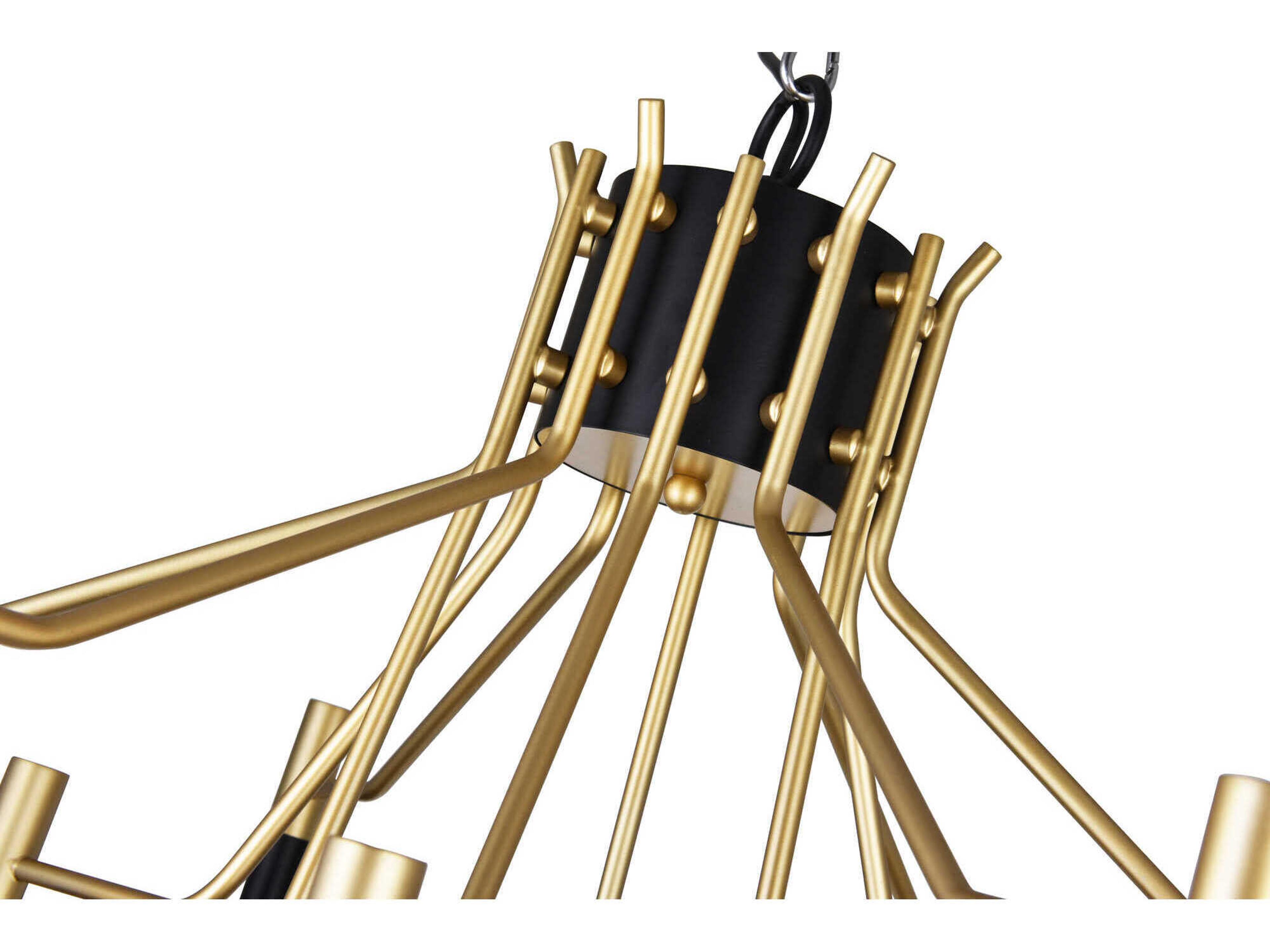 CWI Lighting Corna 12-Light Matte Black Satin Gold Drum Chandelier