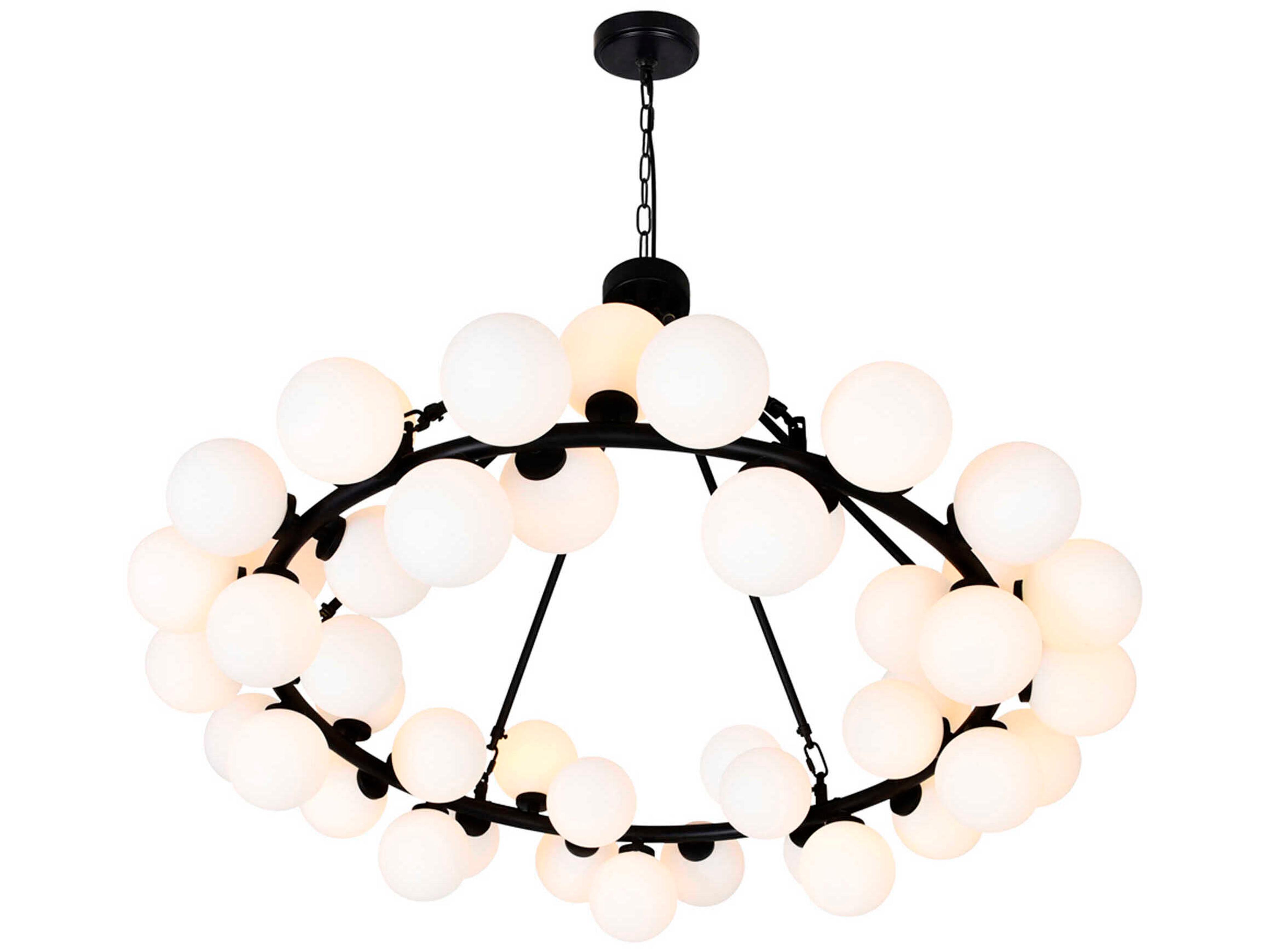 CWI Lighting Arya 45-Light Black Globe Chandelier