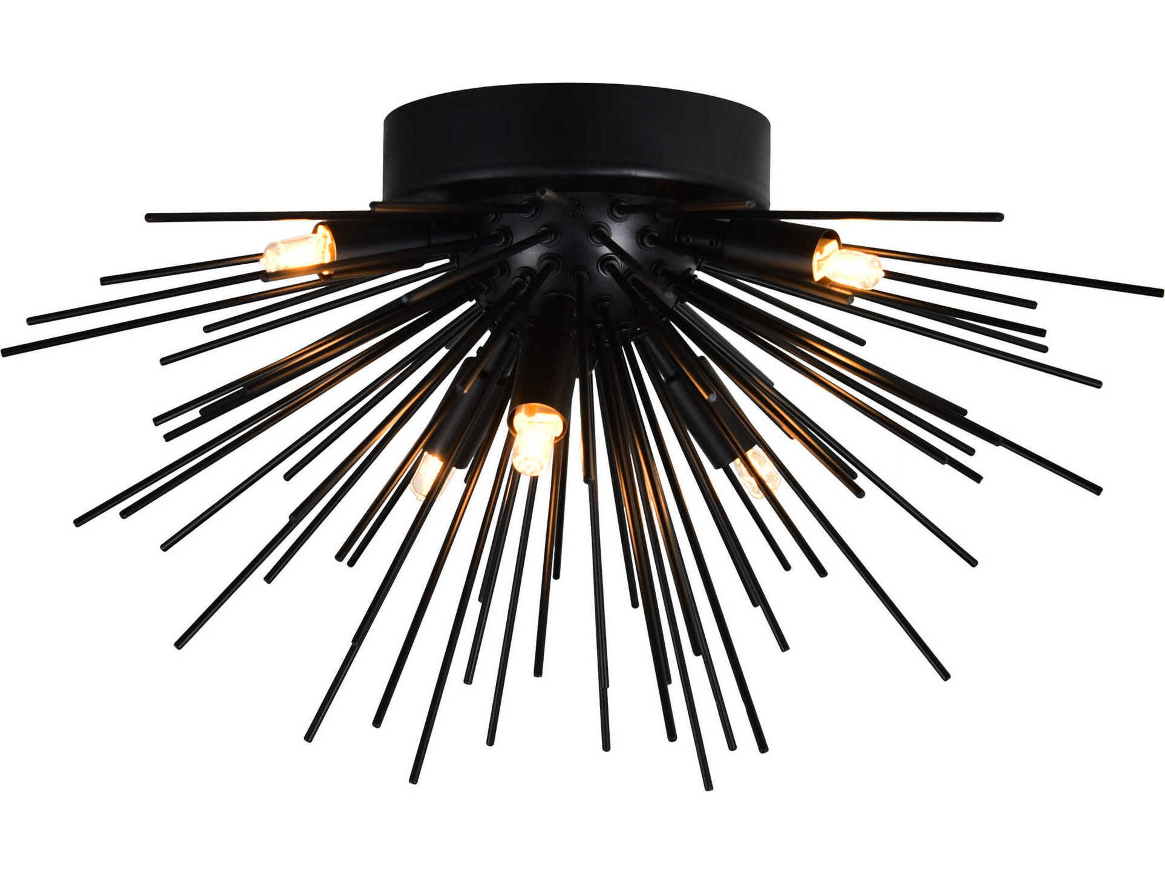 CWI Lighting Savannah 6-Light Black Sputnik Flush Mount