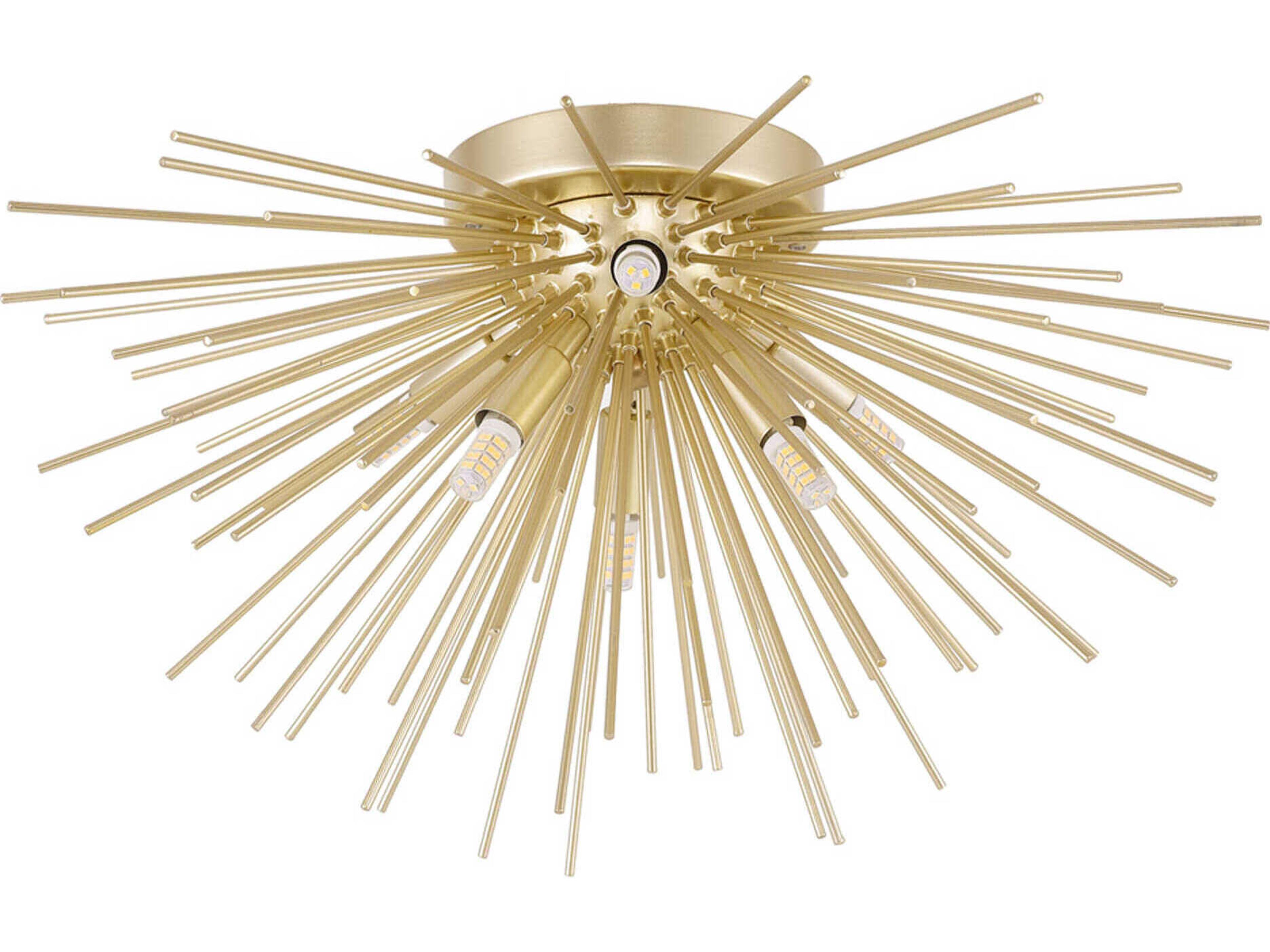 CWI Lighting Savannah 6-Light Gold Leaf Sputnik Flush Mount