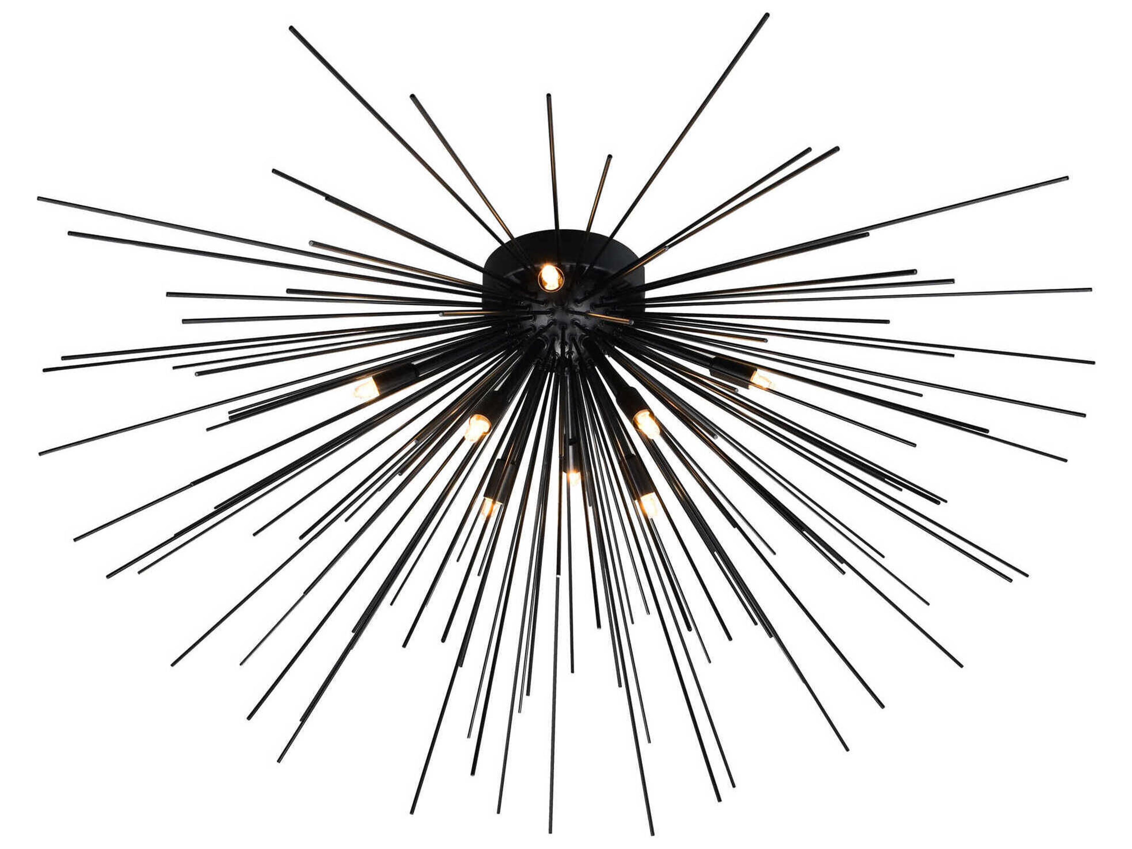 CWI Lighting Savannah 8-Light Black Sputnik Flush Mount