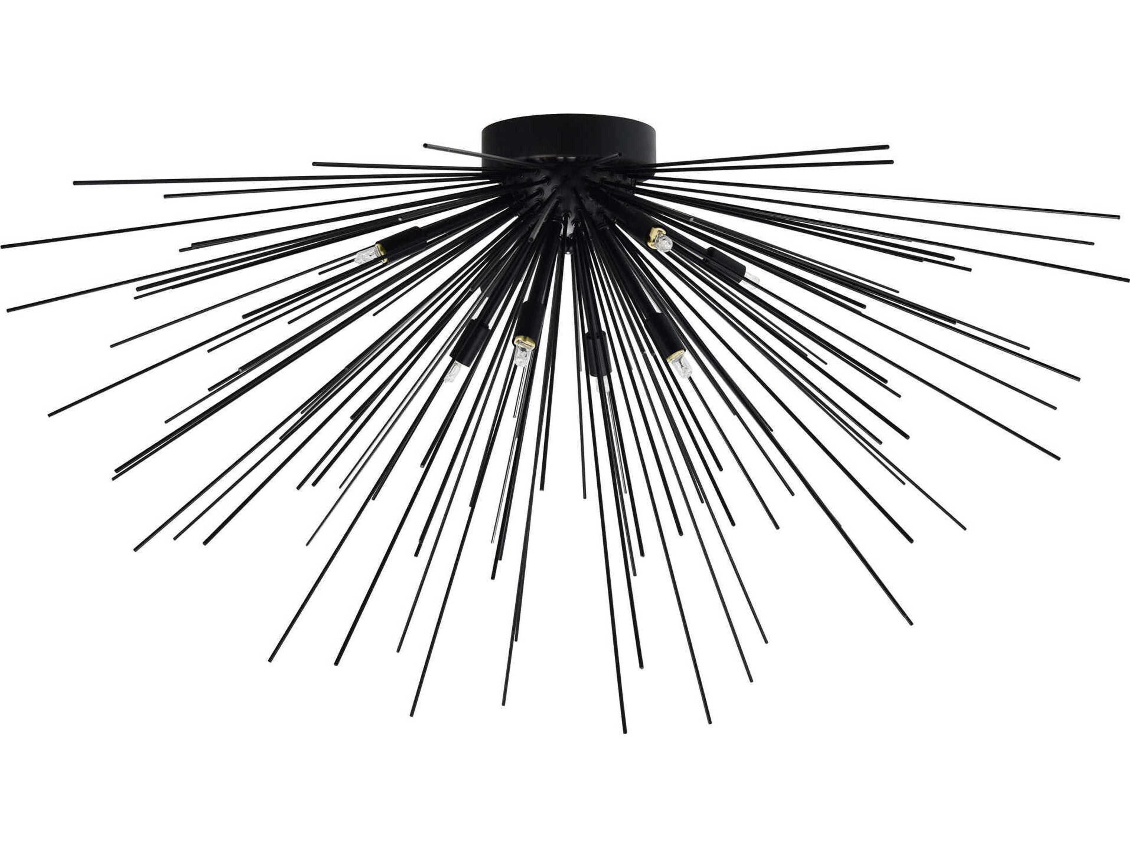 CWI Lighting Savannah 8-Light Black Sputnik Flush Mount