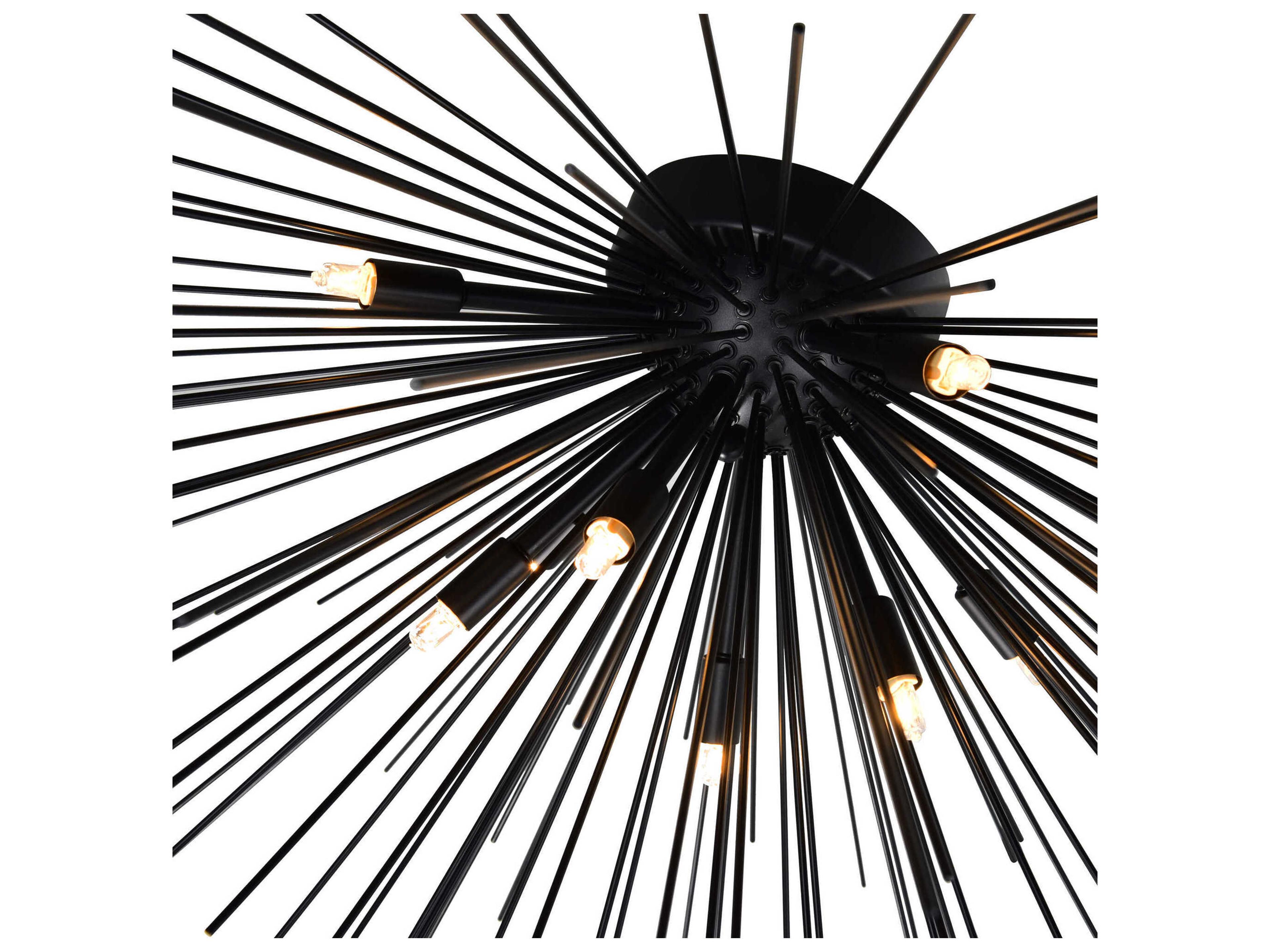 CWI Lighting Savannah 8-Light Black Sputnik Flush Mount
