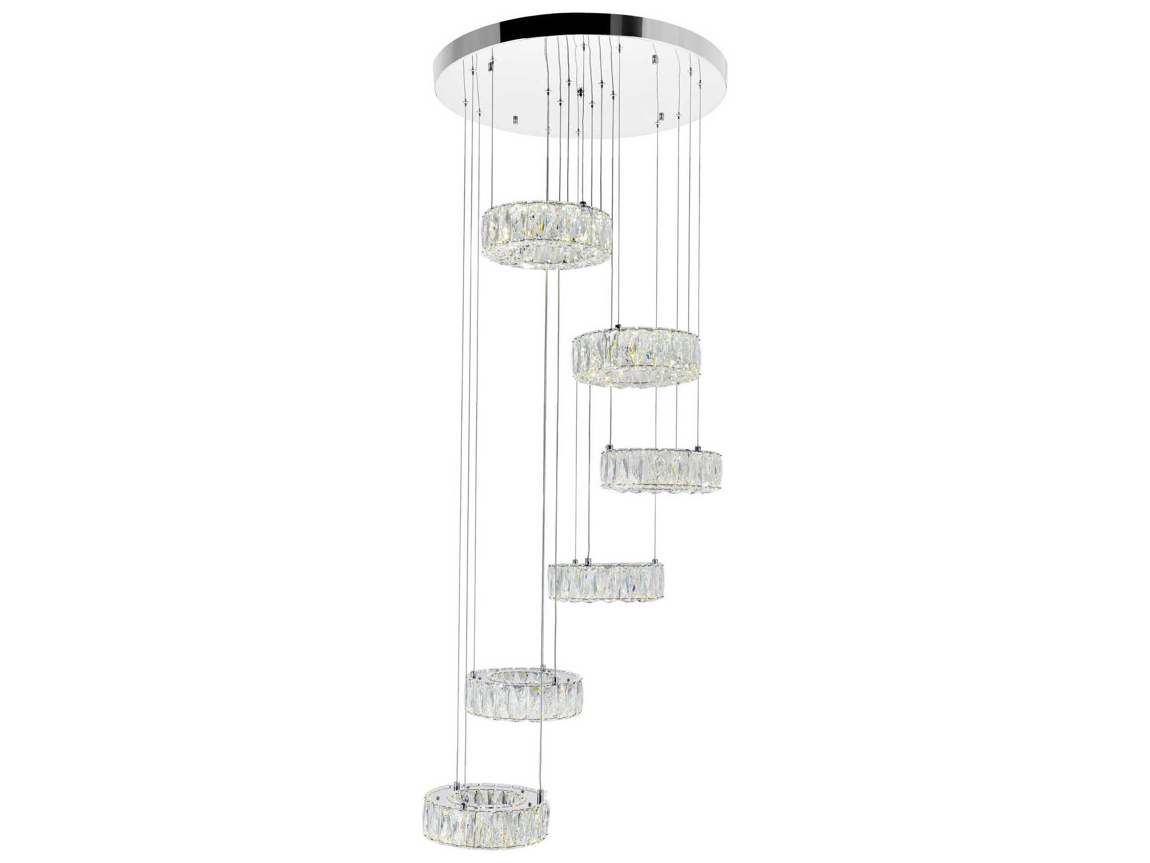 Madeline LED Chandelier with Cascading Crystal Rings