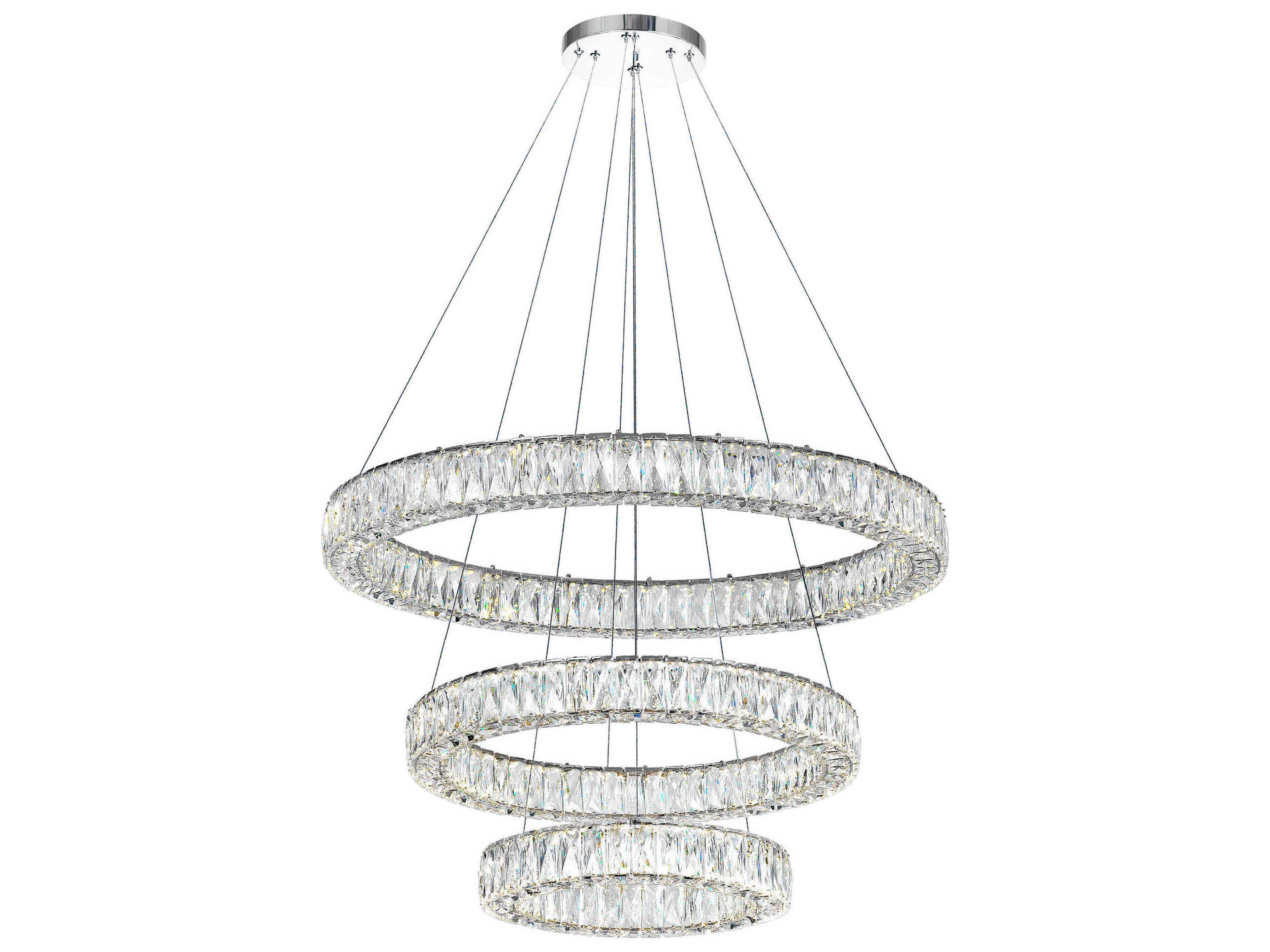 Madeline LED Chandelier 3-Ring Chrome Crystal
