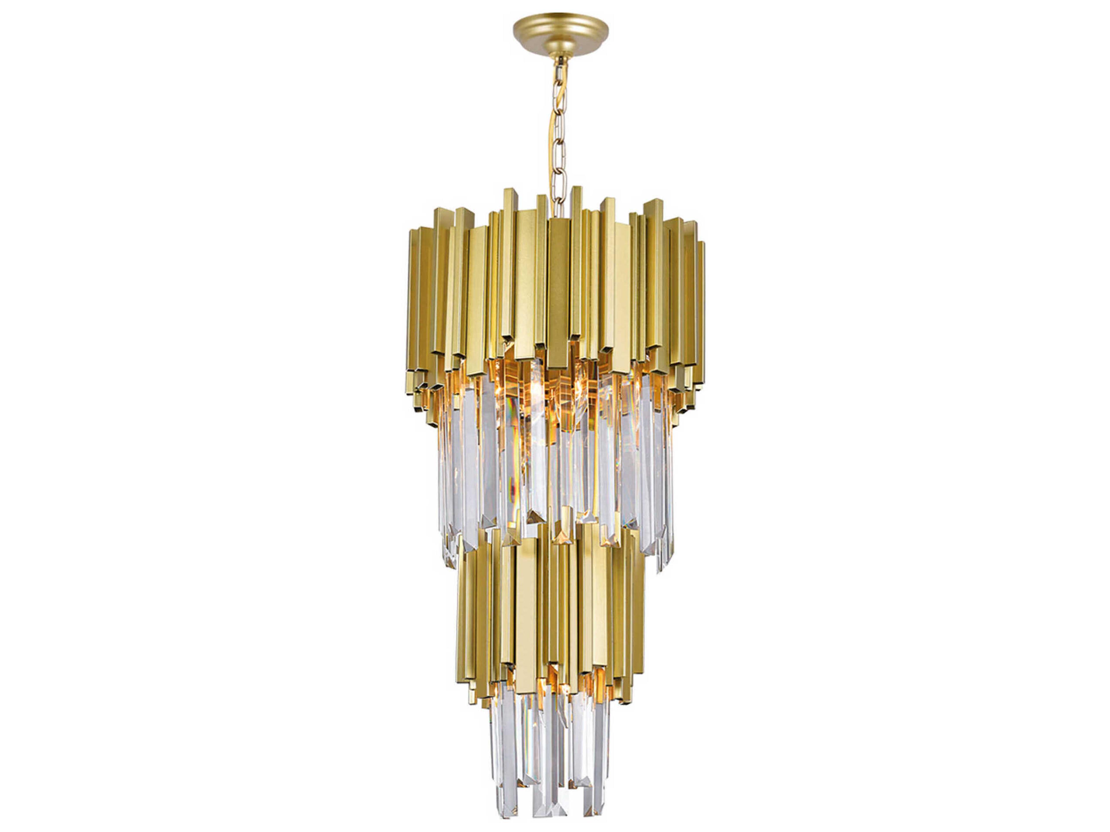 CWI Lighting Deco 4-Light Medallion Gold Tiered Chandelier