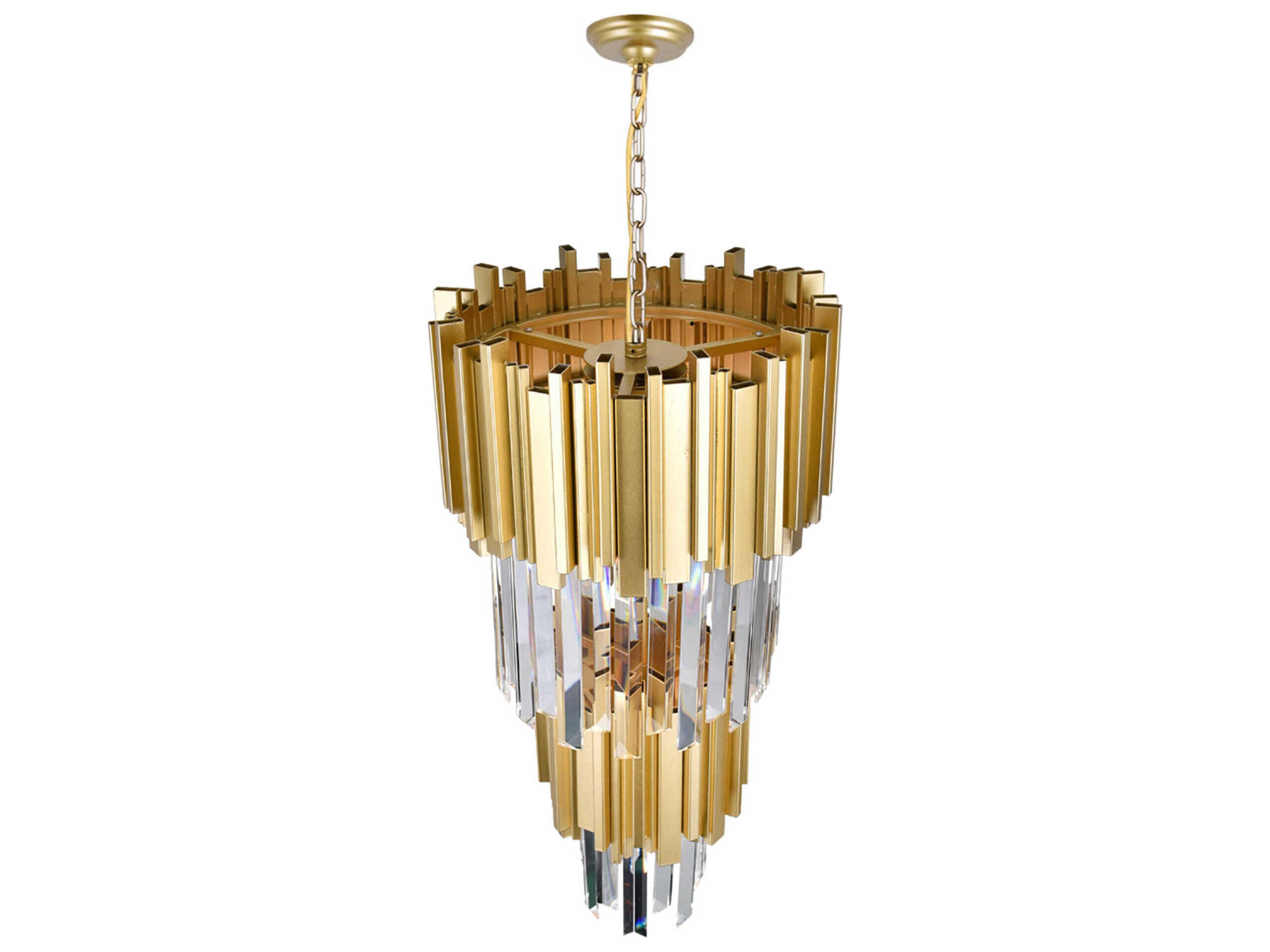 CWI Lighting Deco 4-Light Medallion Gold Tiered Chandelier