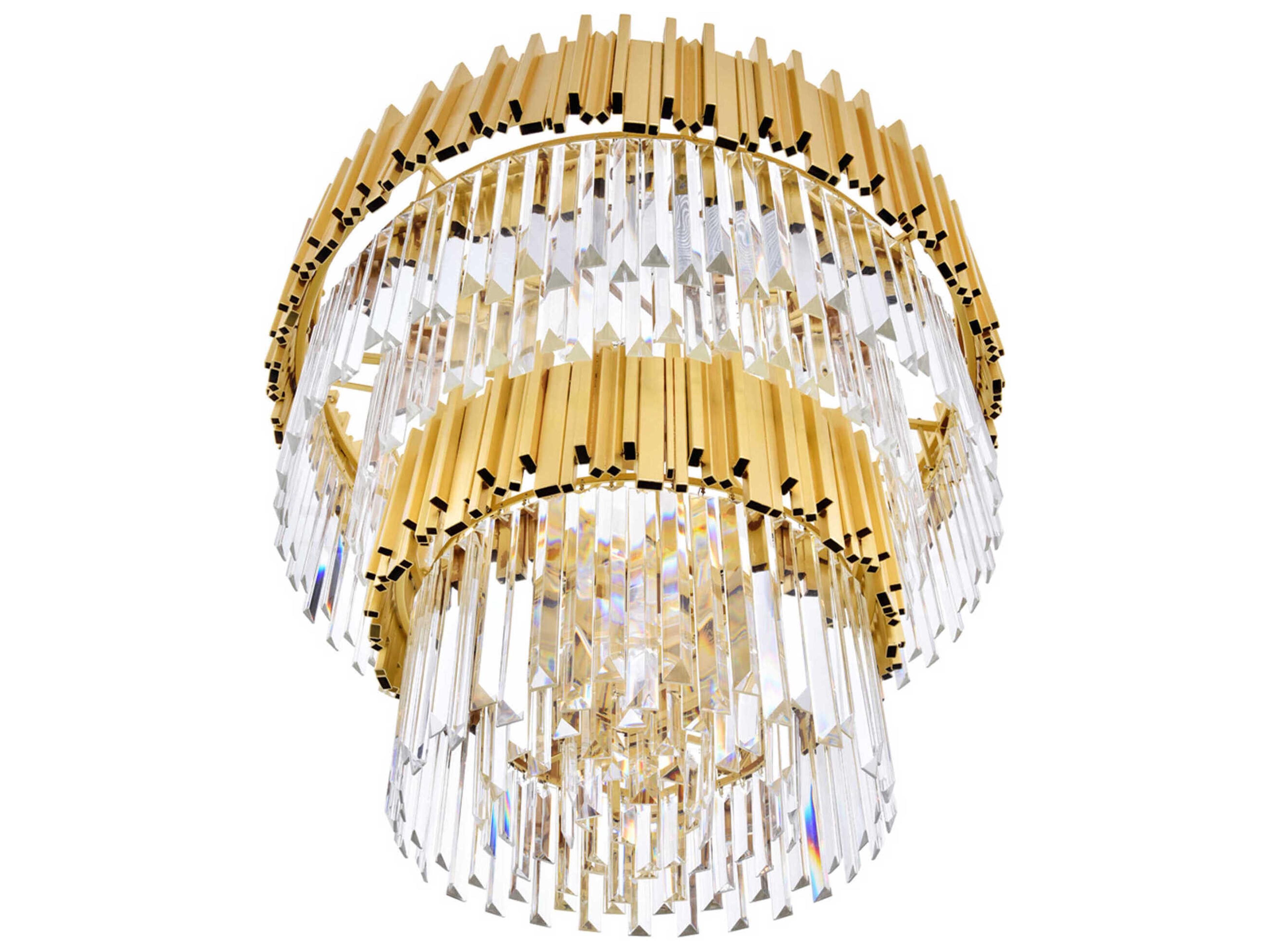 CWI Lighting Deco 12-Light Medallion Gold Tiered Chandelier