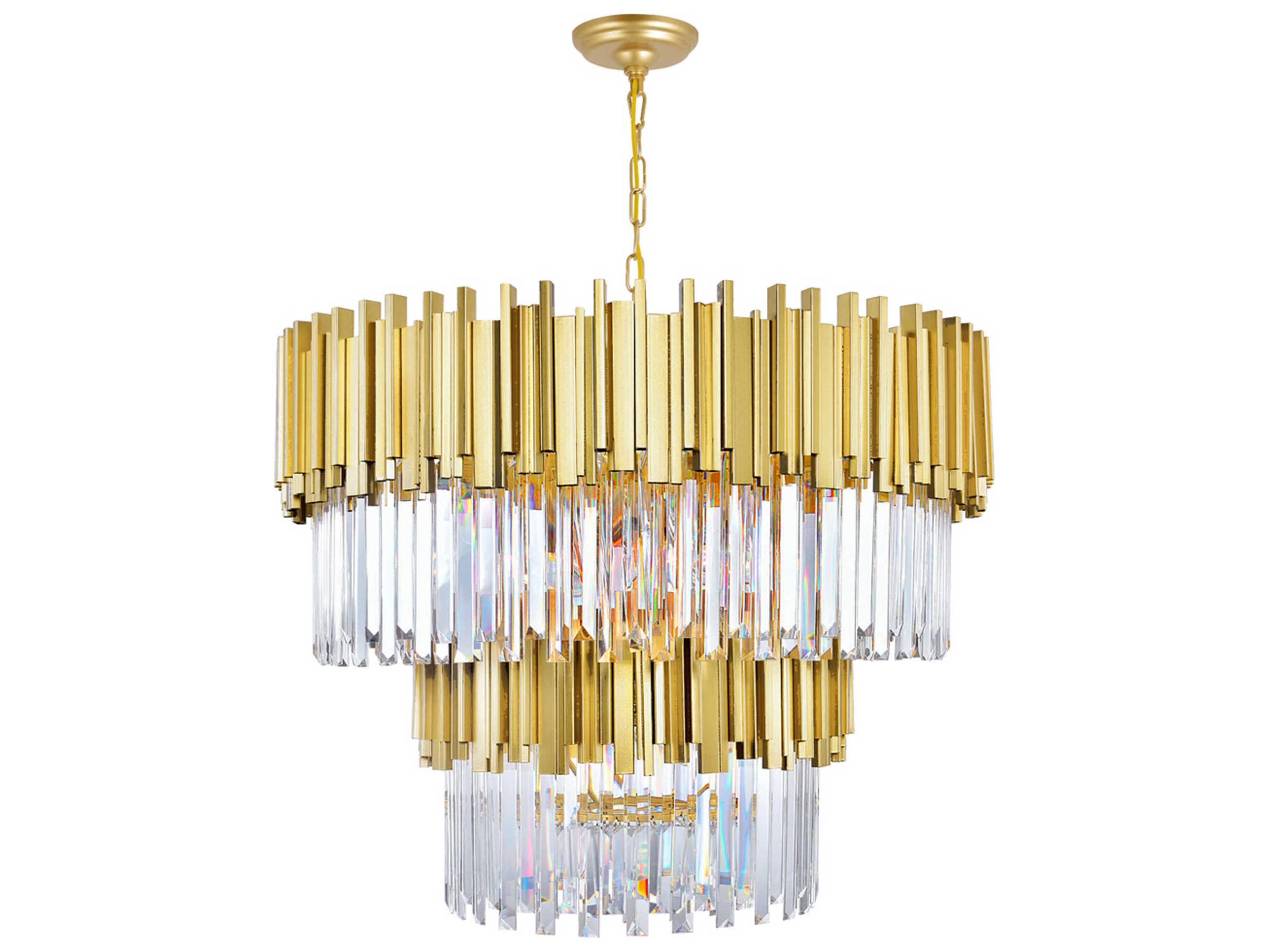 CWI Lighting Deco 12-Light Medallion Gold Tiered Chandelier