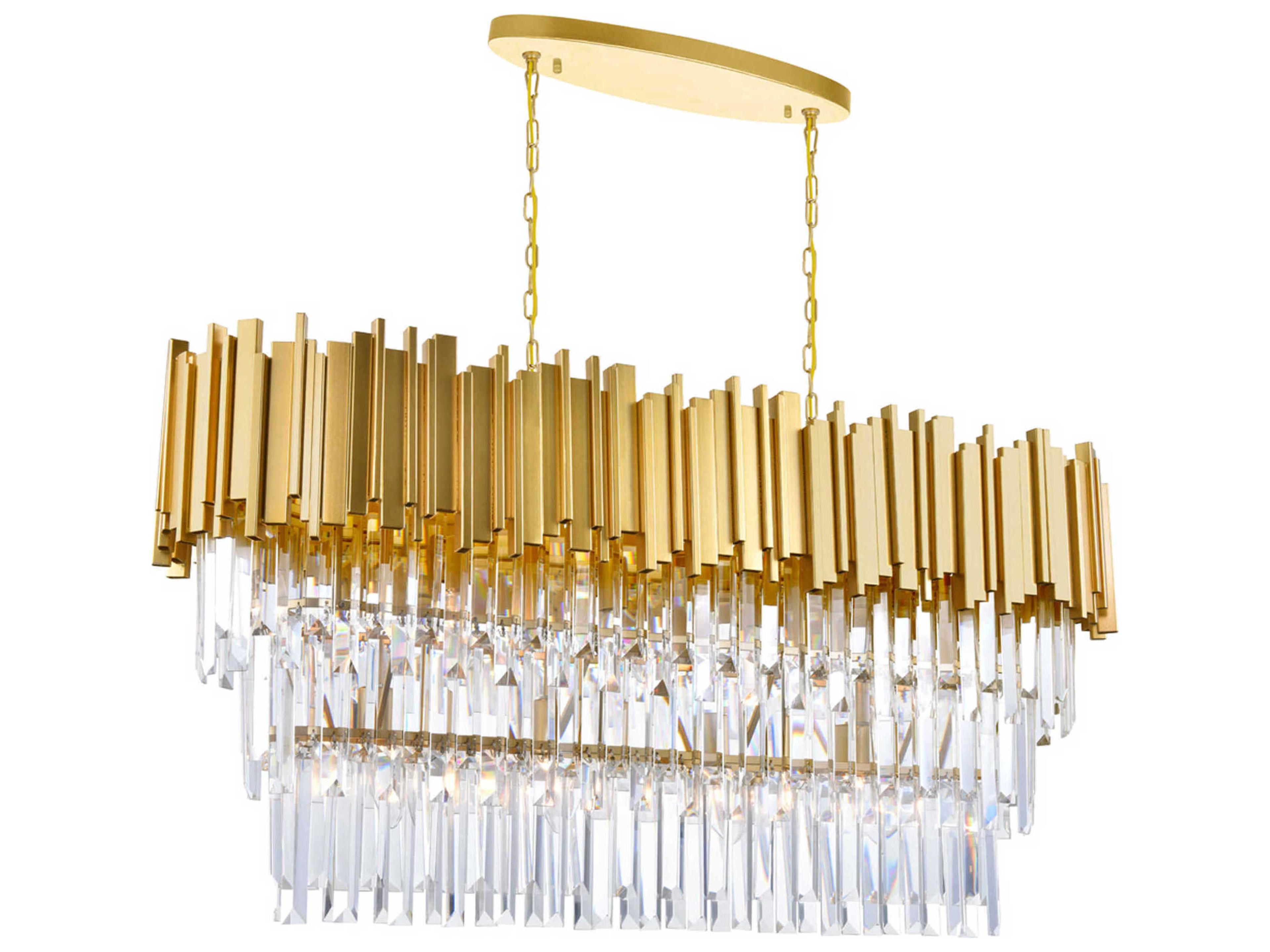Deco 9-Light Medallion Gold Linear Island Pendant