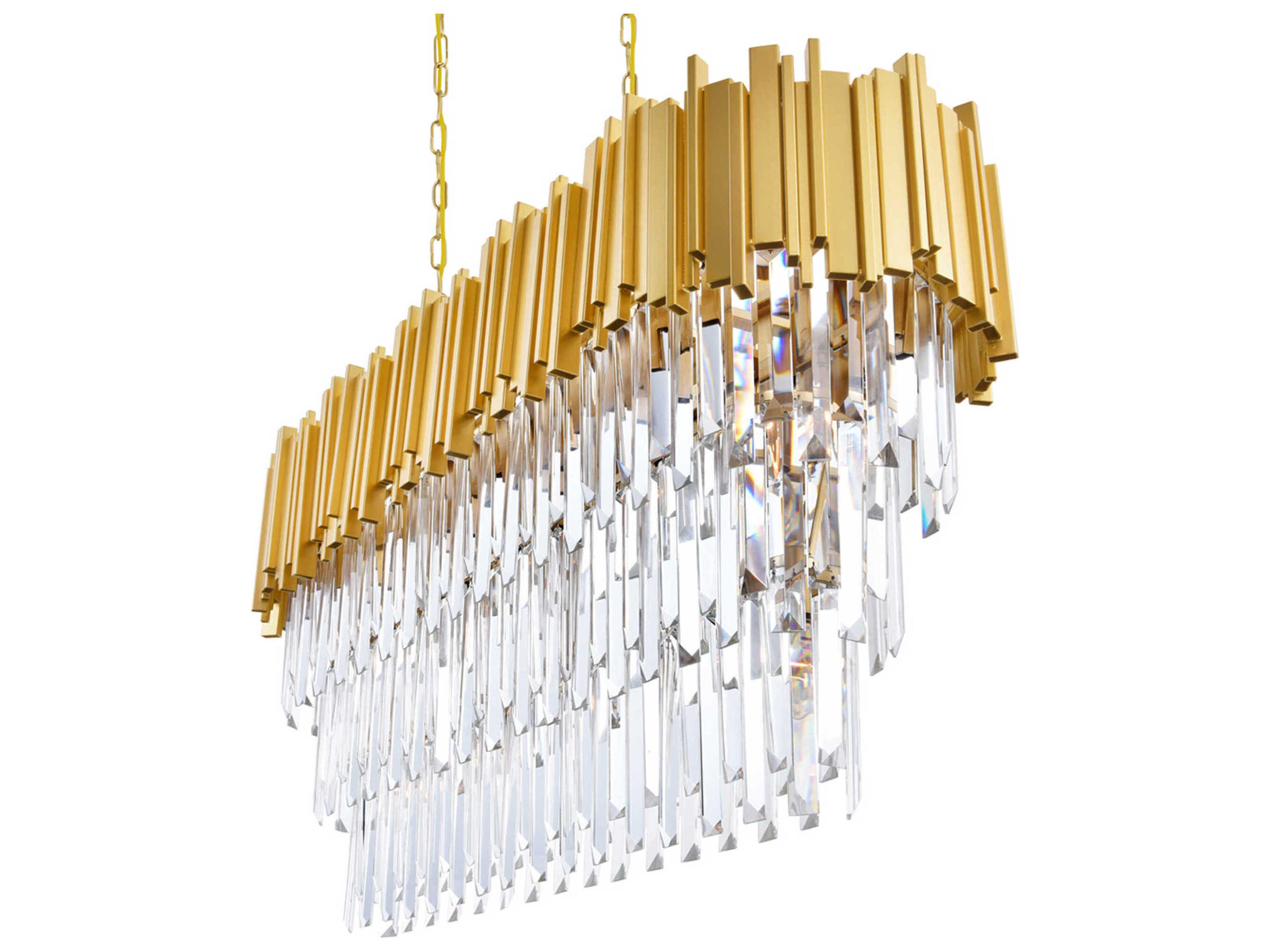 CWI Lighting Deco 9-Light Medallion Gold Linear Island Pendant