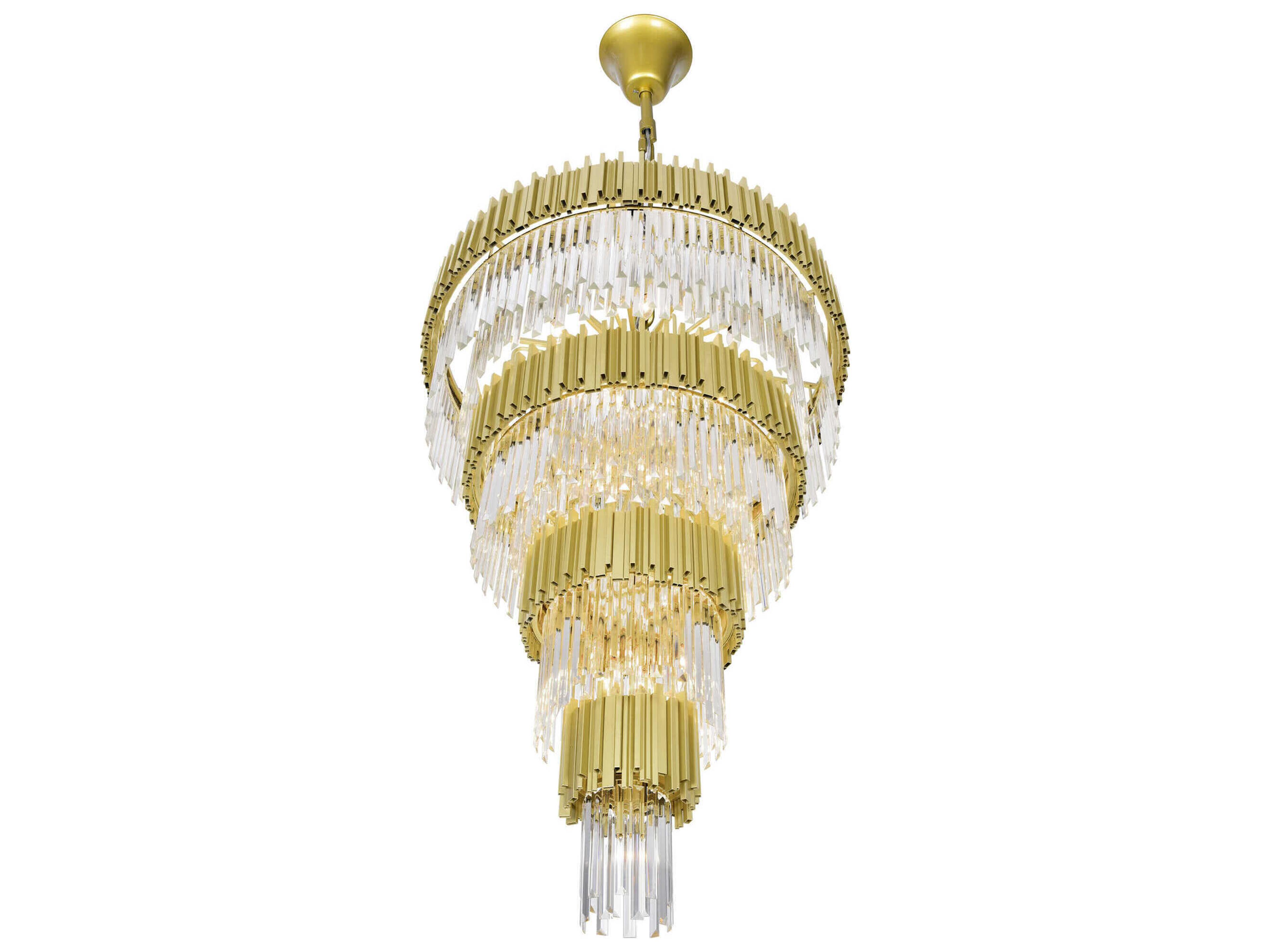 CWI Lighting Deco 34-Light Medallion Gold Tiered Chandelier