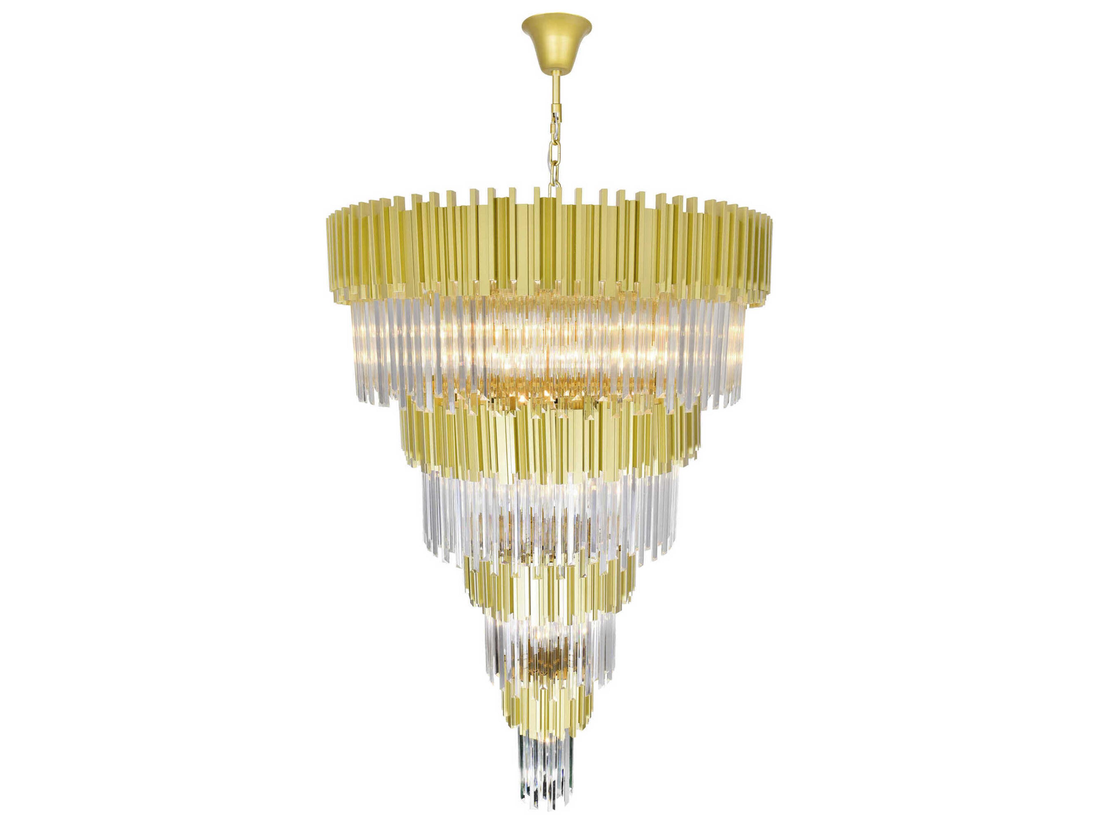 CWI Lighting Deco 34-Light Medallion Gold Tiered Chandelier