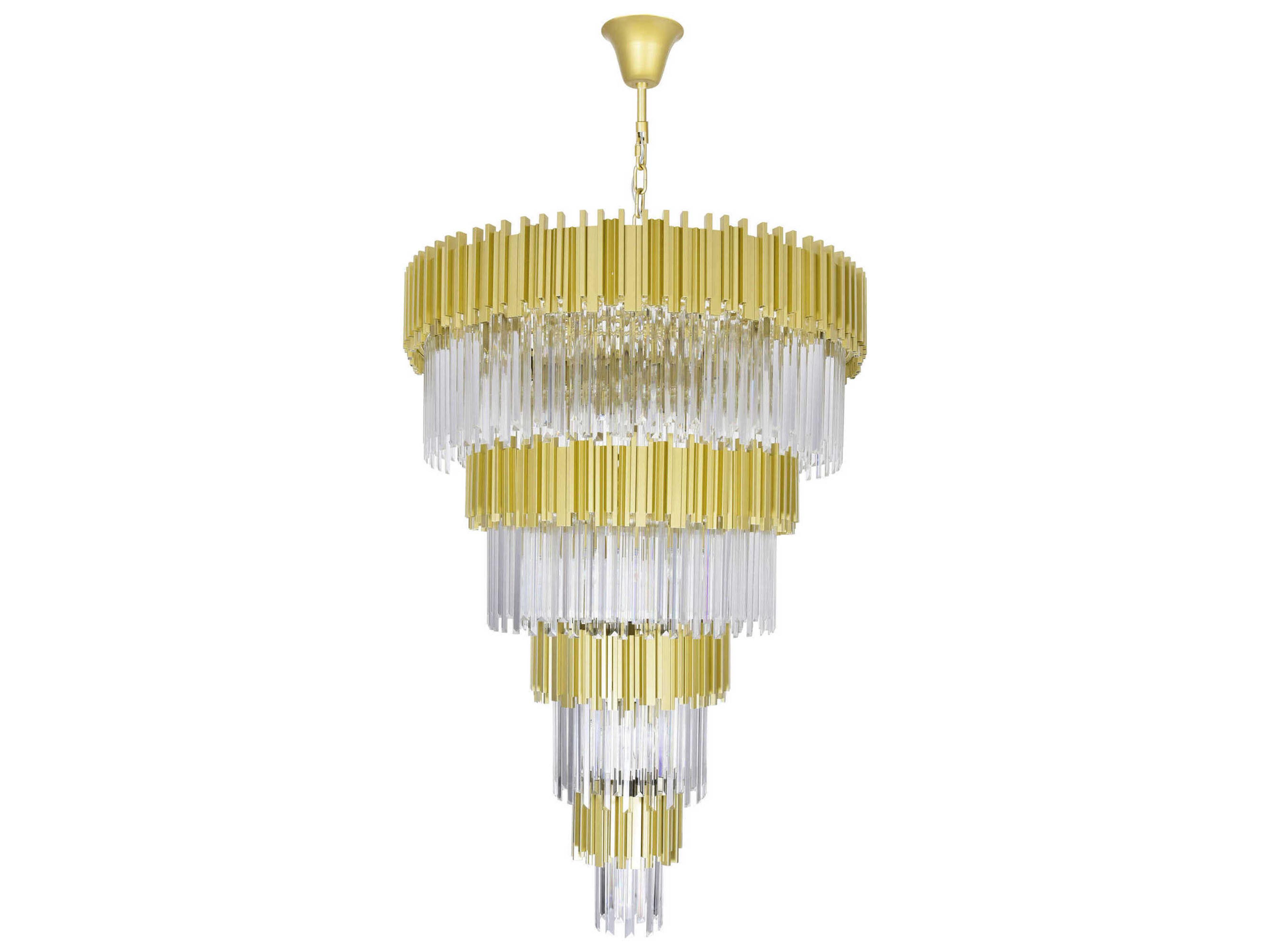 CWI Lighting Deco 34-Light Medallion Gold Tiered Chandelier
