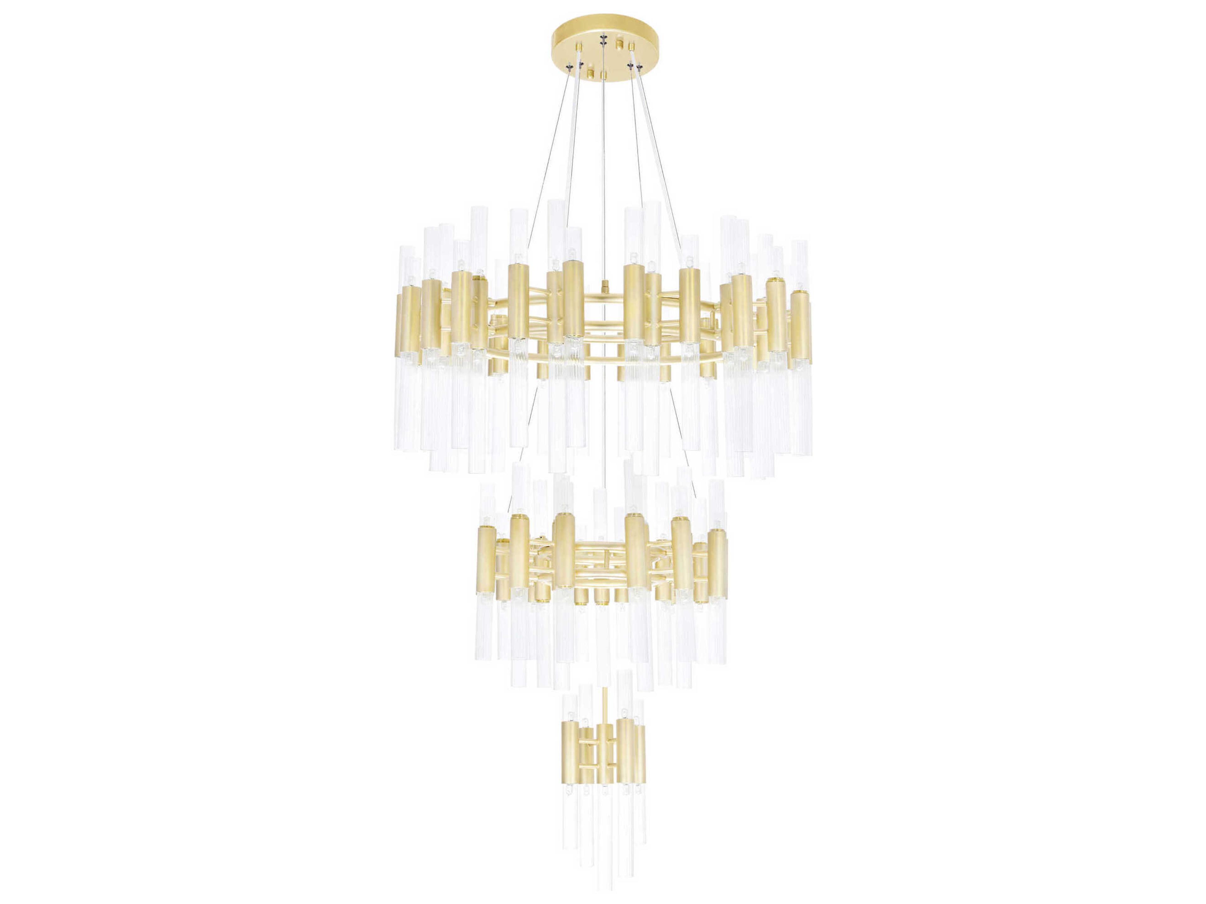CWI Lighting Orgue 123-Light Satin Gold Linear Tiered Chandelier