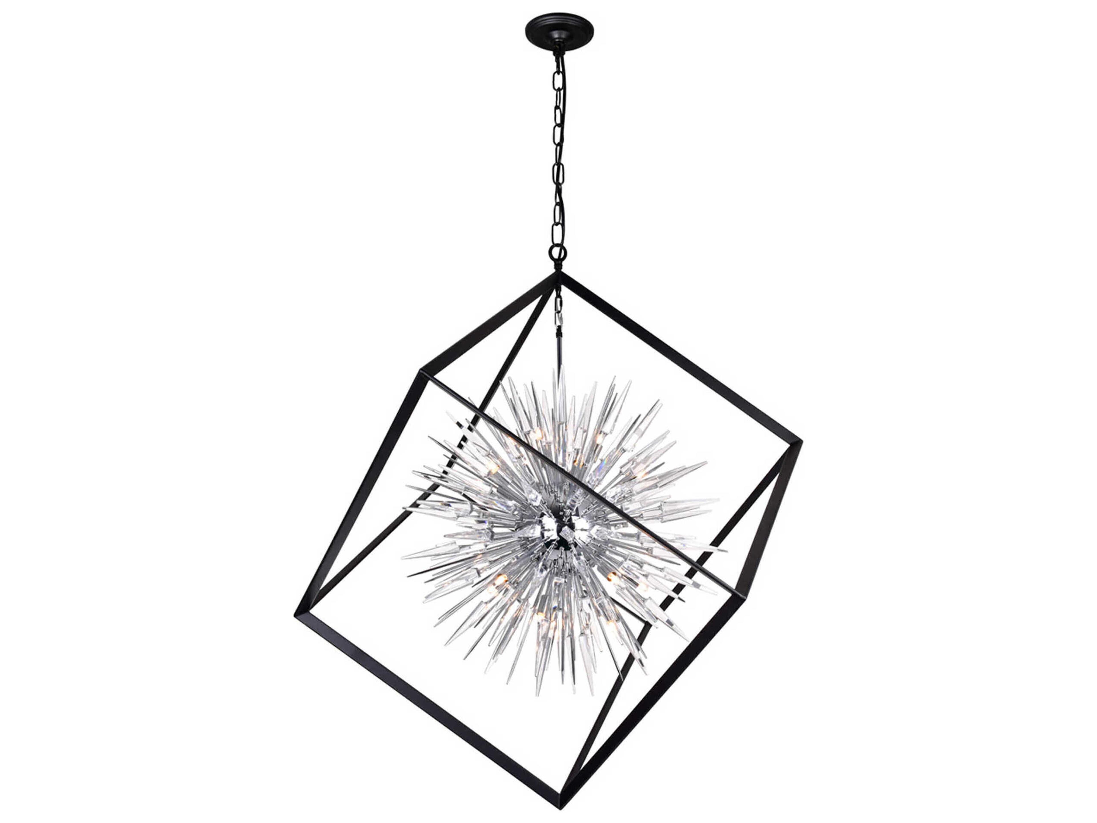 CWI Lighting Starburst 20-Light Chrome Black Geometric Sputnik Chandelier