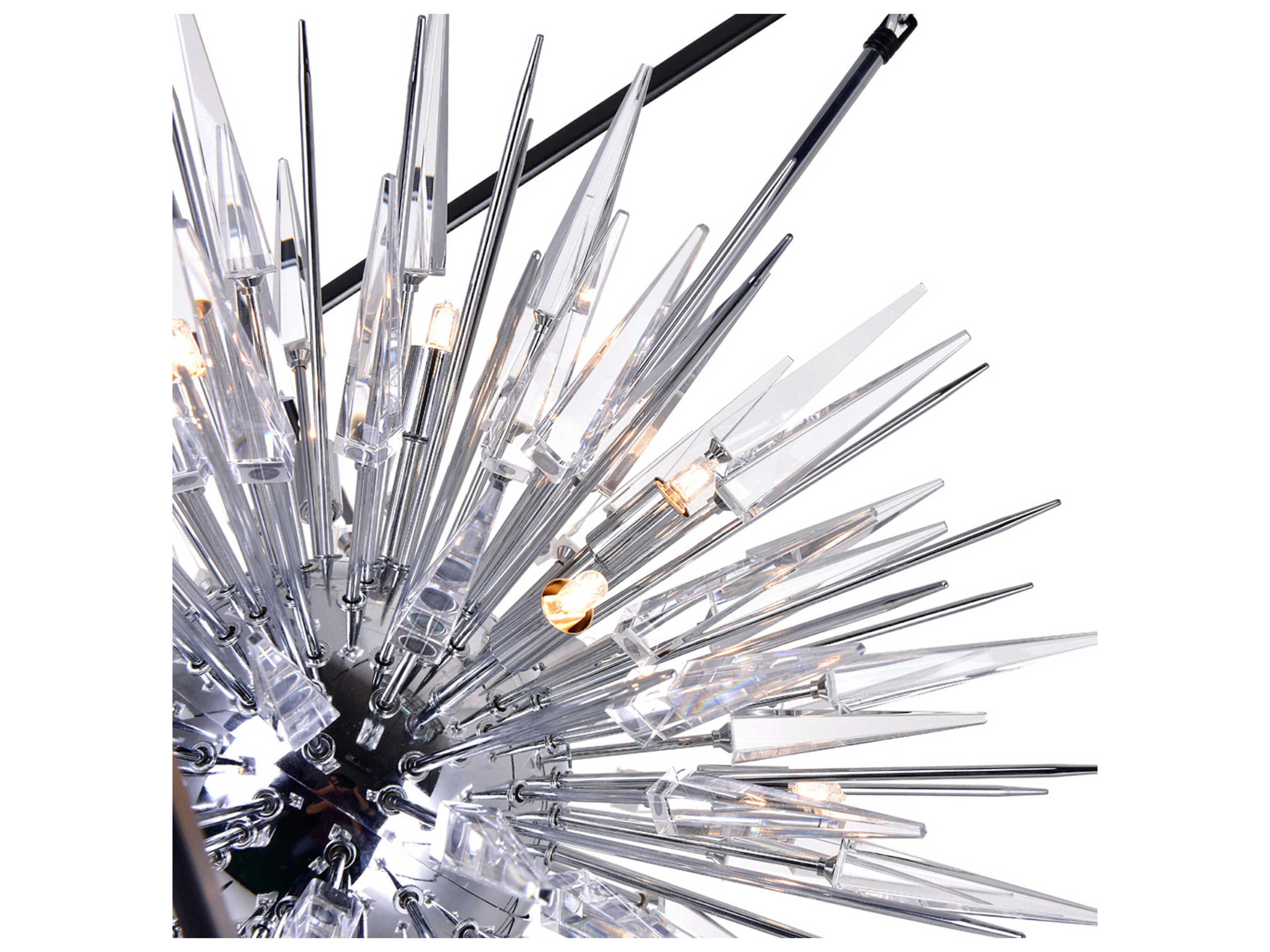 CWI Lighting Starburst 20-Light Chrome Black Geometric Sputnik Chandelier