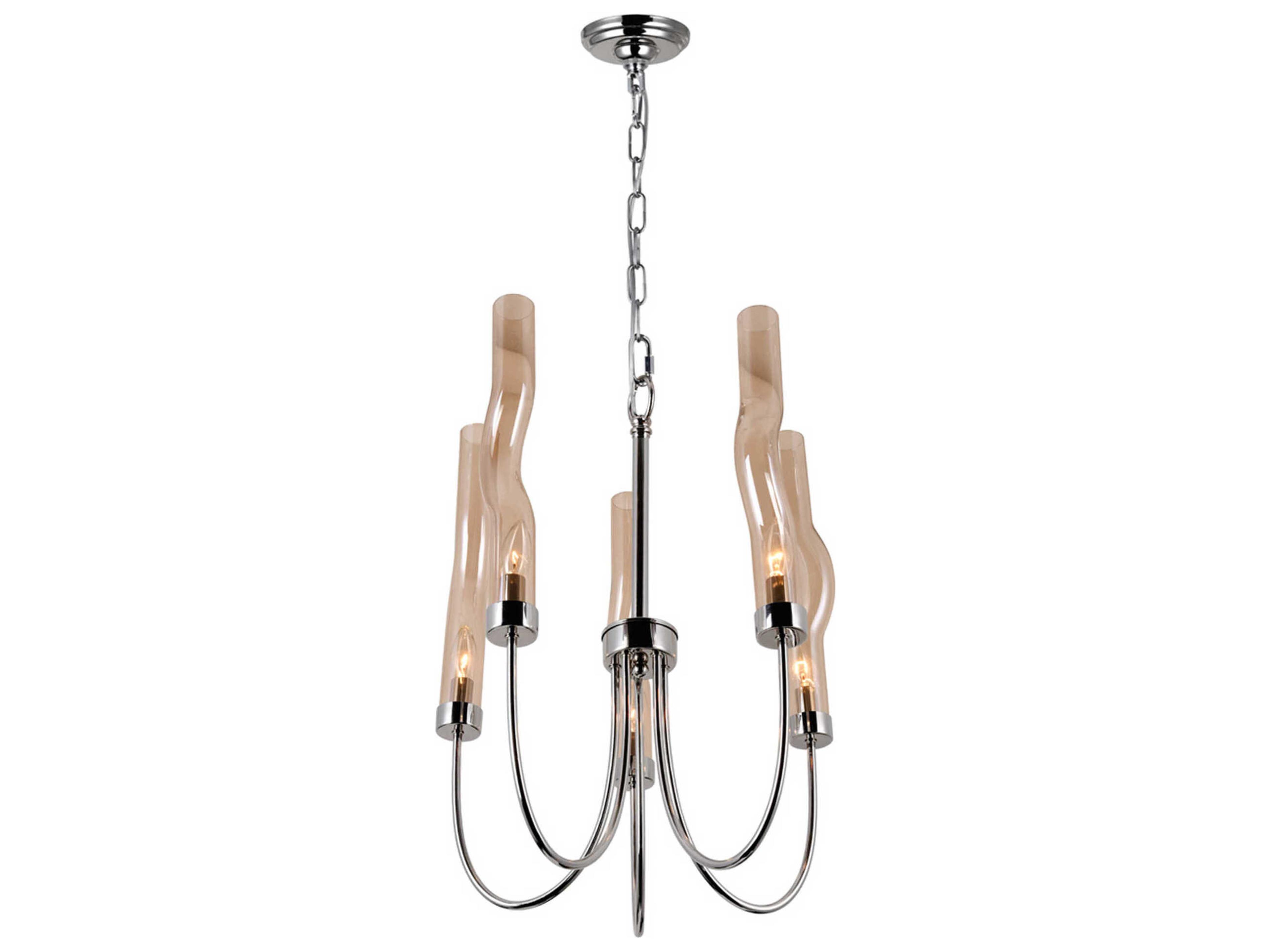 CWI Lighting Meduse 5-Light Polished Nickel Chandelier
