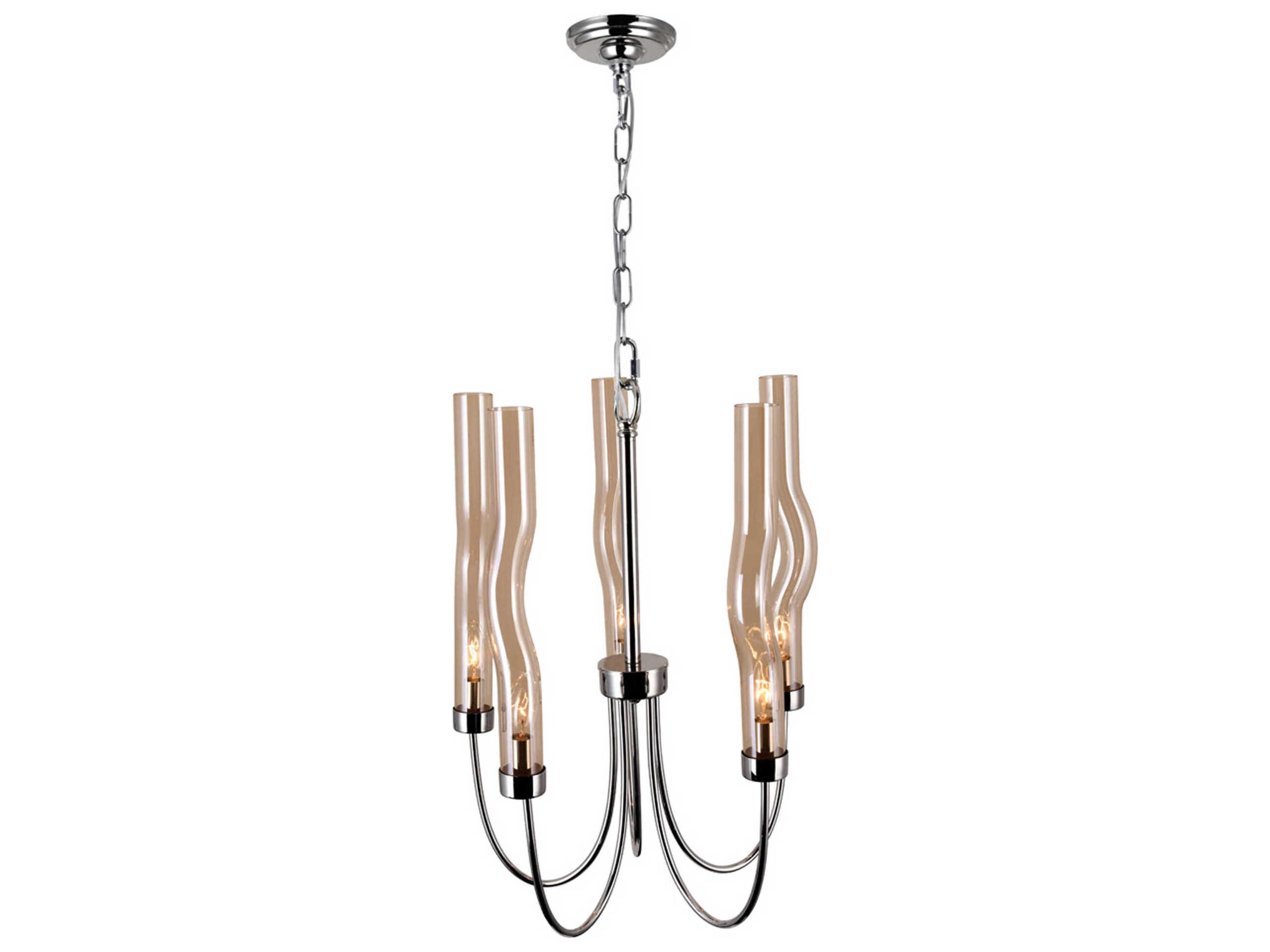 CWI Lighting Meduse 5-Light Polished Nickel Chandelier