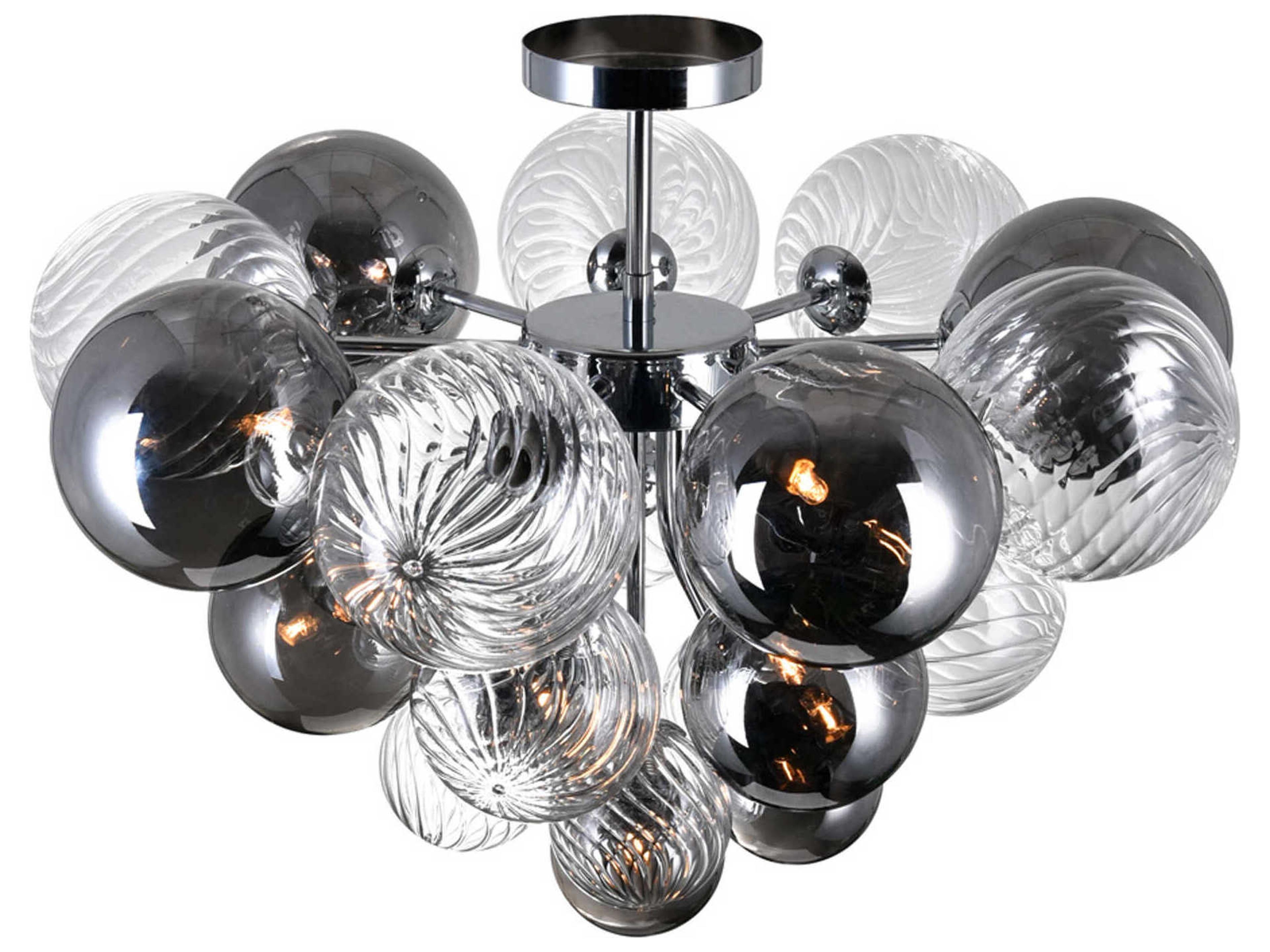 CWI Lighting Pallocino 10-Light Chrome Globe Semi Flush Mount