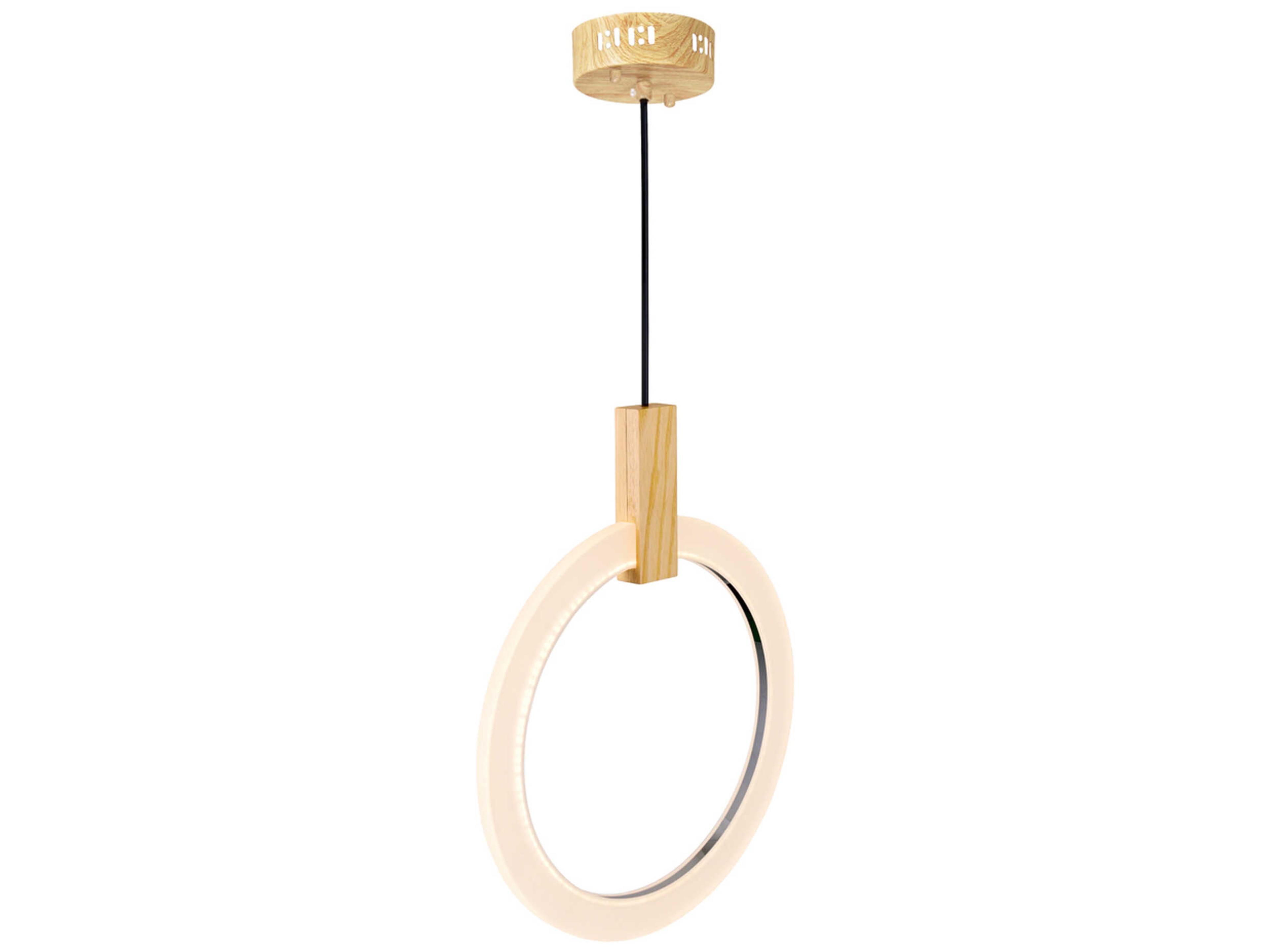 CWI Lighting Anello White Oak Wood Round Pendant