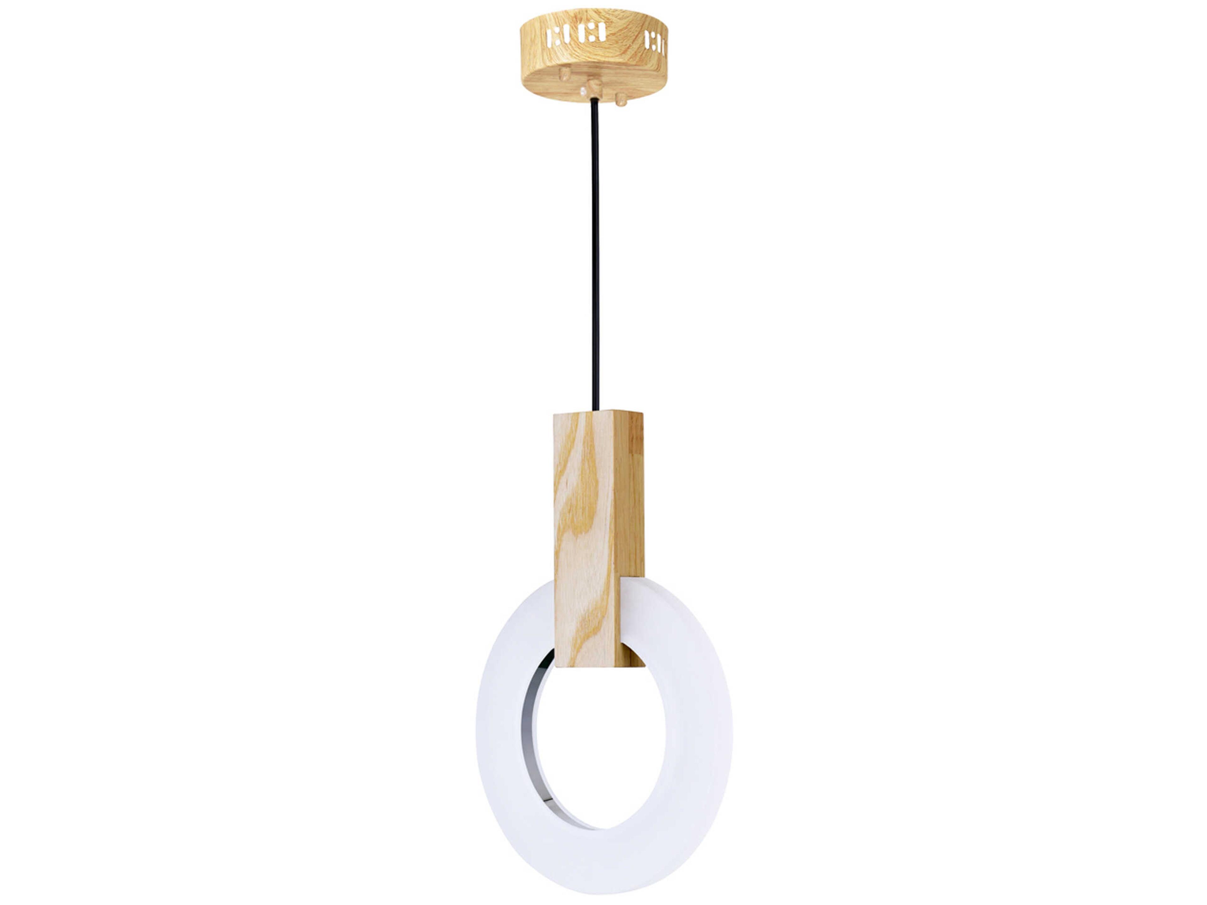 CWI Lighting Anello White Oak Wood Round Mini Pendant