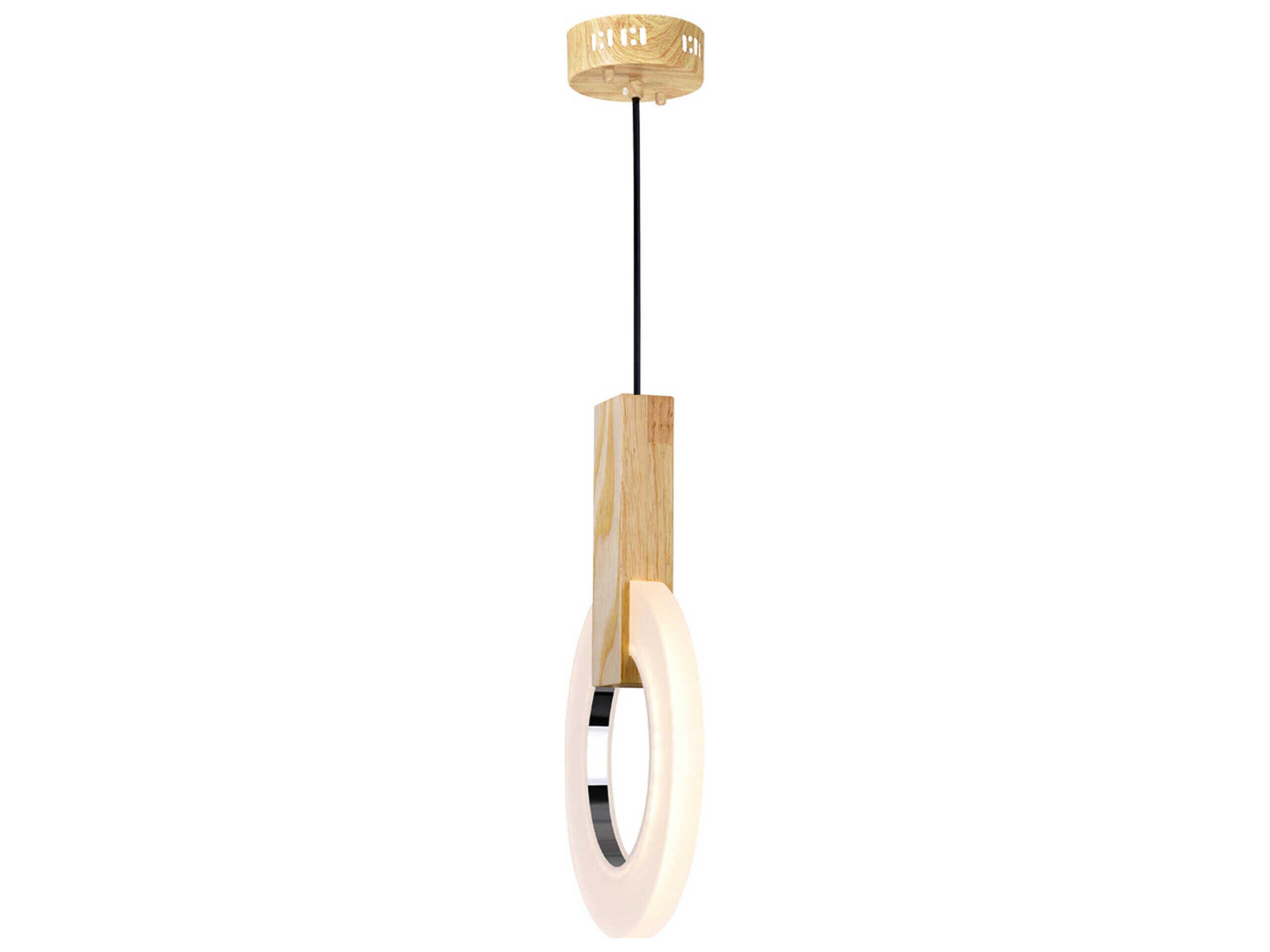 CWI Lighting Anello White Oak Wood Round Mini Pendant
